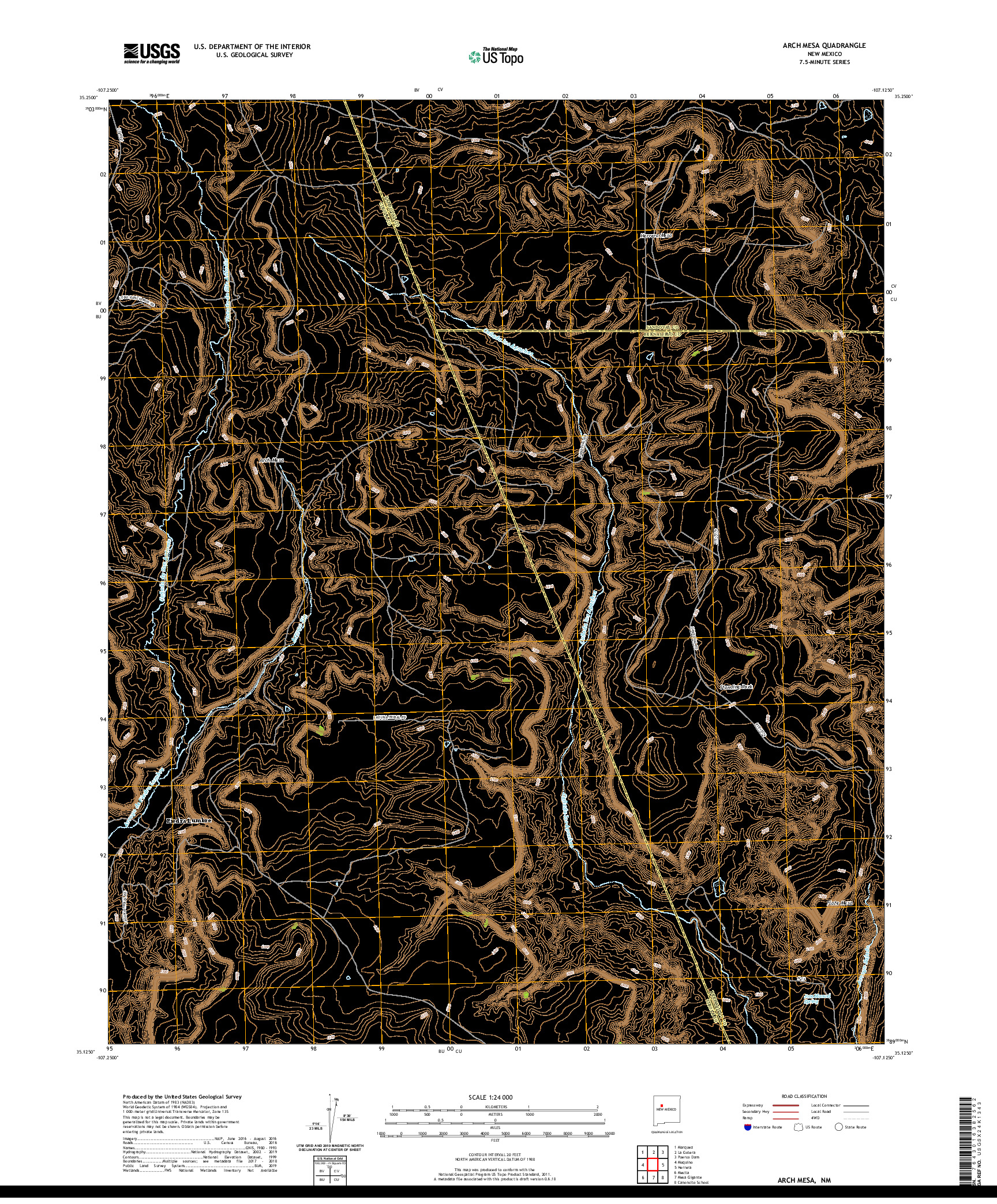 USGS US TOPO 7.5-MINUTE MAP FOR ARCH MESA, NM 2020