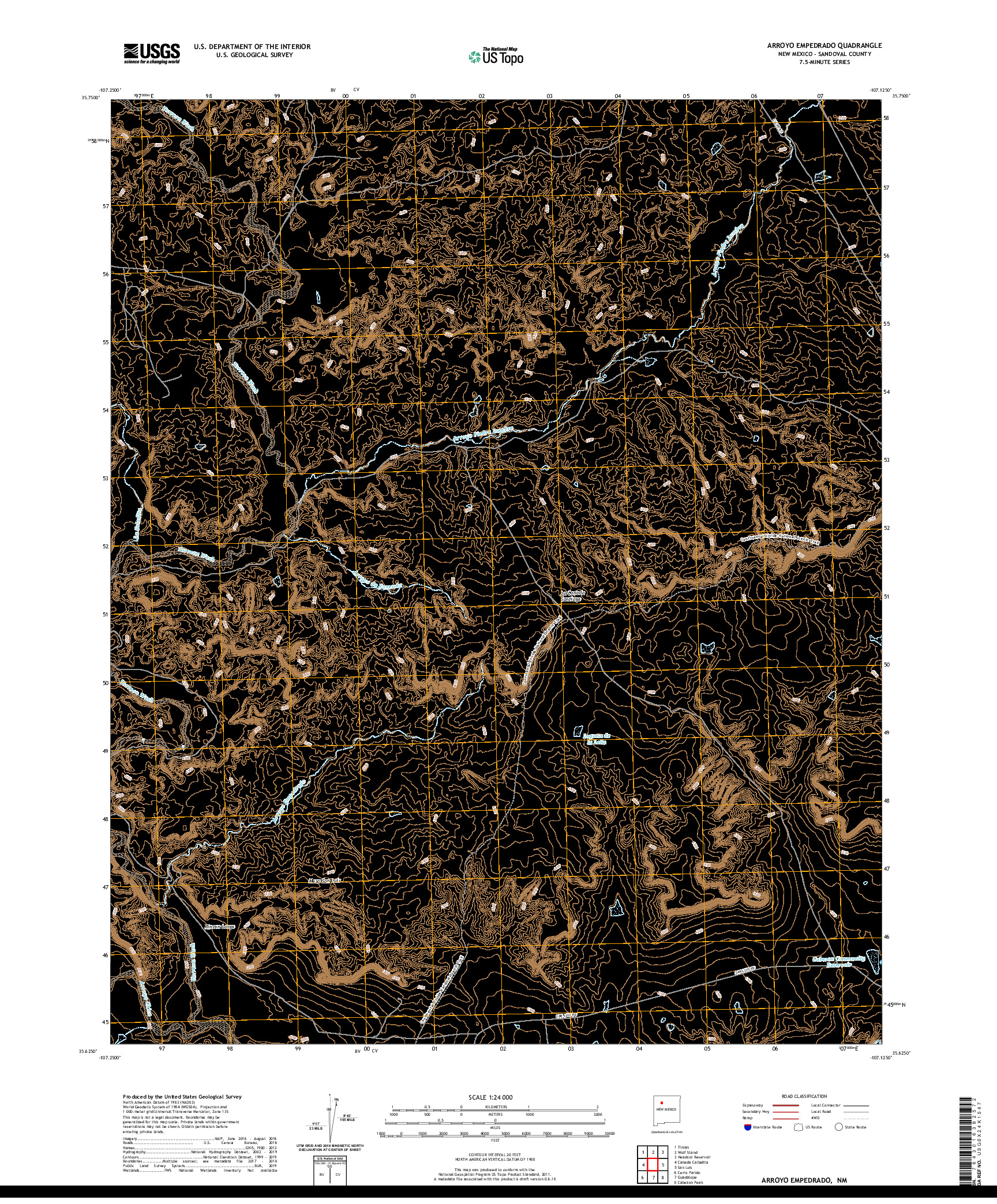 USGS US TOPO 7.5-MINUTE MAP FOR ARROYO EMPEDRADO, NM 2020