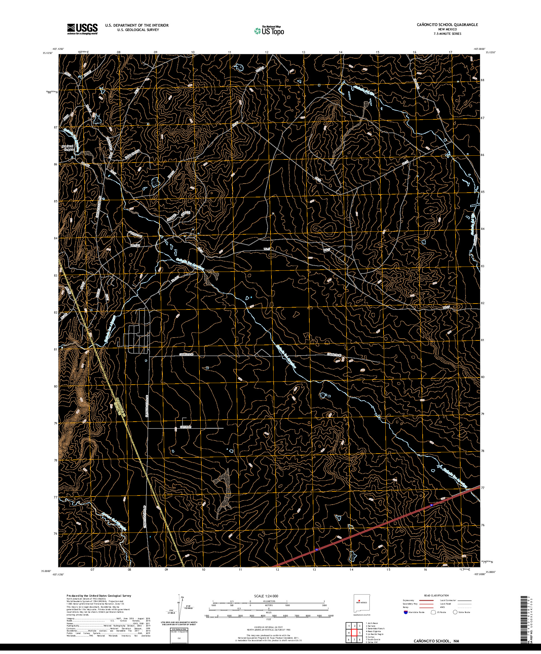 USGS US TOPO 7.5-MINUTE MAP FOR CANONCITO SCHOOL, NM 2020