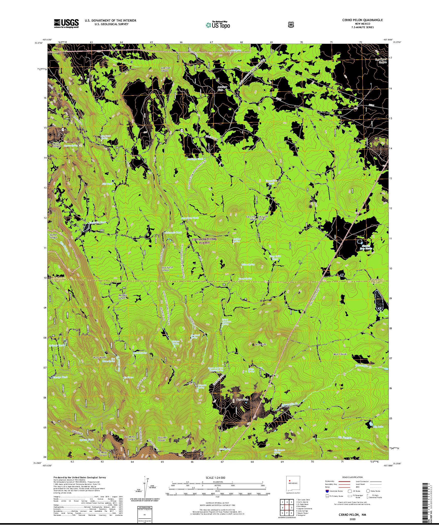 USGS US TOPO 7.5-MINUTE MAP FOR CERRO PELON, NM 2020