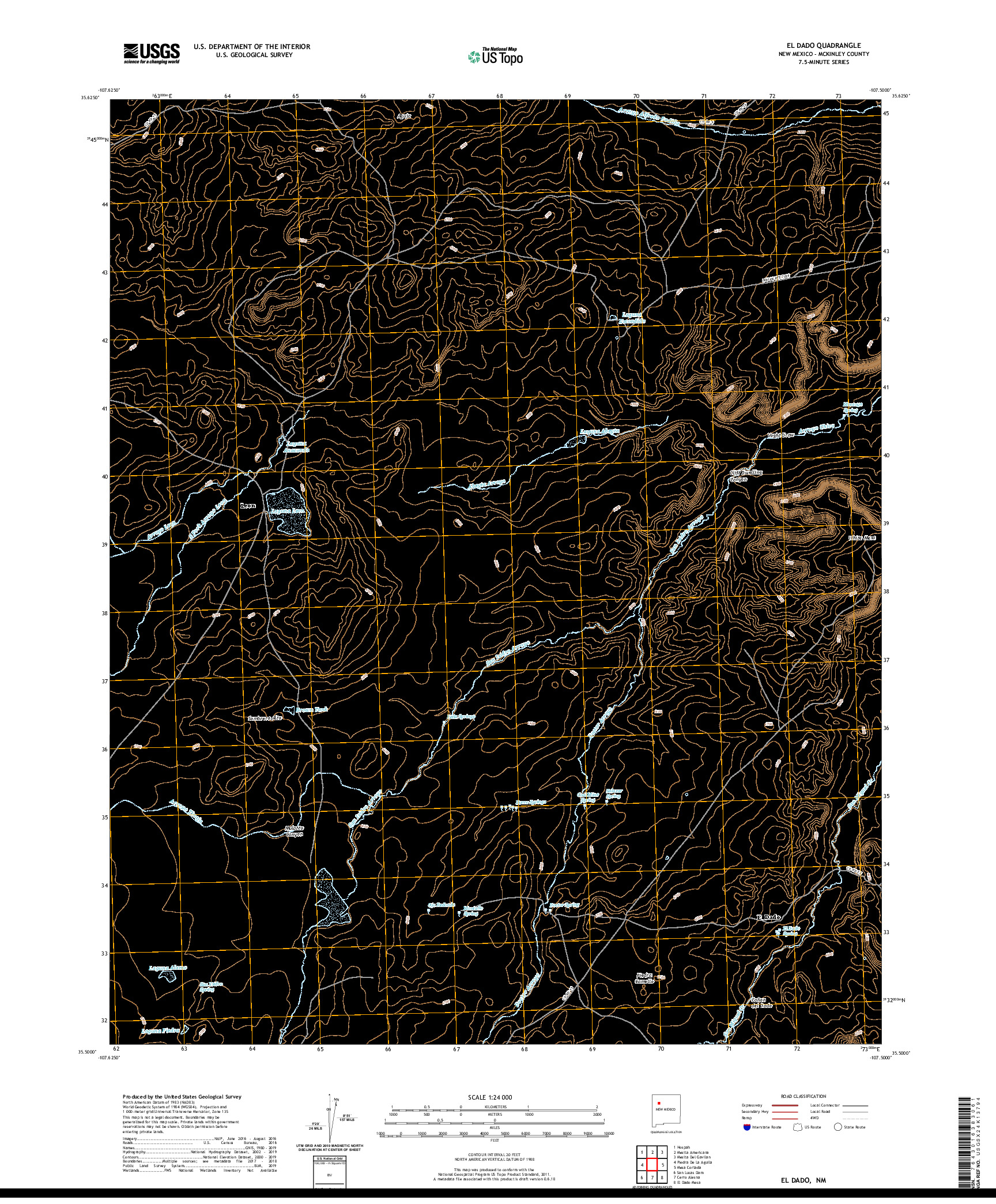 USGS US TOPO 7.5-MINUTE MAP FOR EL DADO, NM 2020