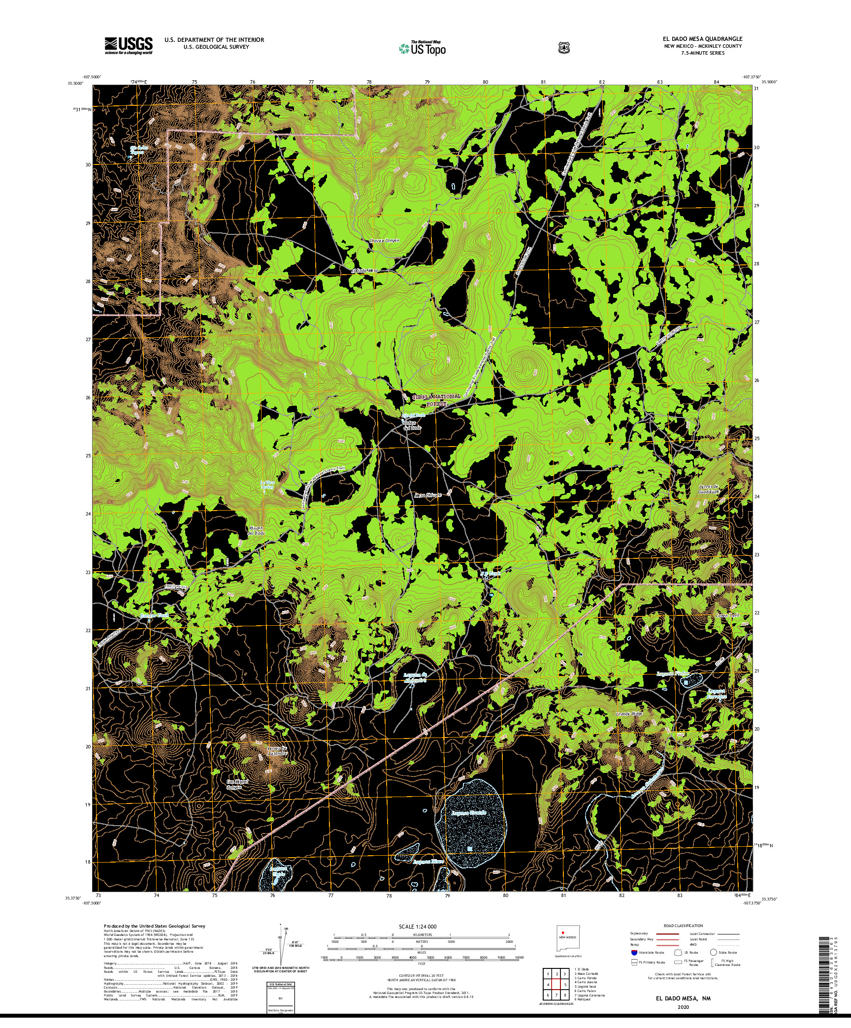 USGS US TOPO 7.5-MINUTE MAP FOR EL DADO MESA, NM 2020