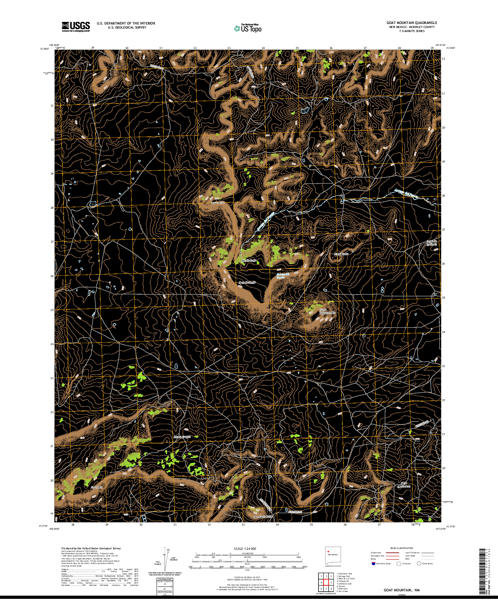 USGS US TOPO 7.5-MINUTE MAP FOR GOAT MOUNTAIN, NM 2020