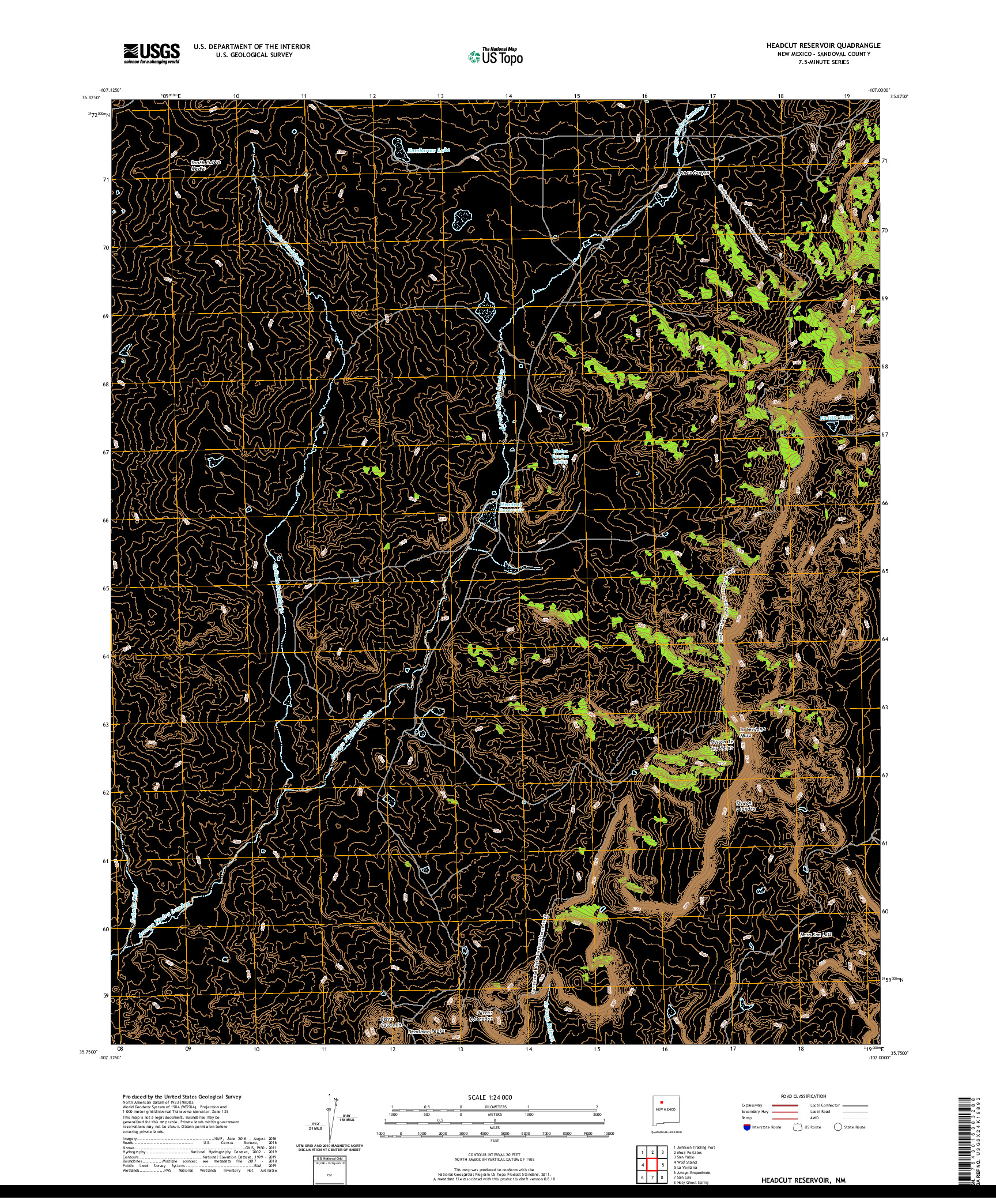 USGS US TOPO 7.5-MINUTE MAP FOR HEADCUT RESERVOIR, NM 2020