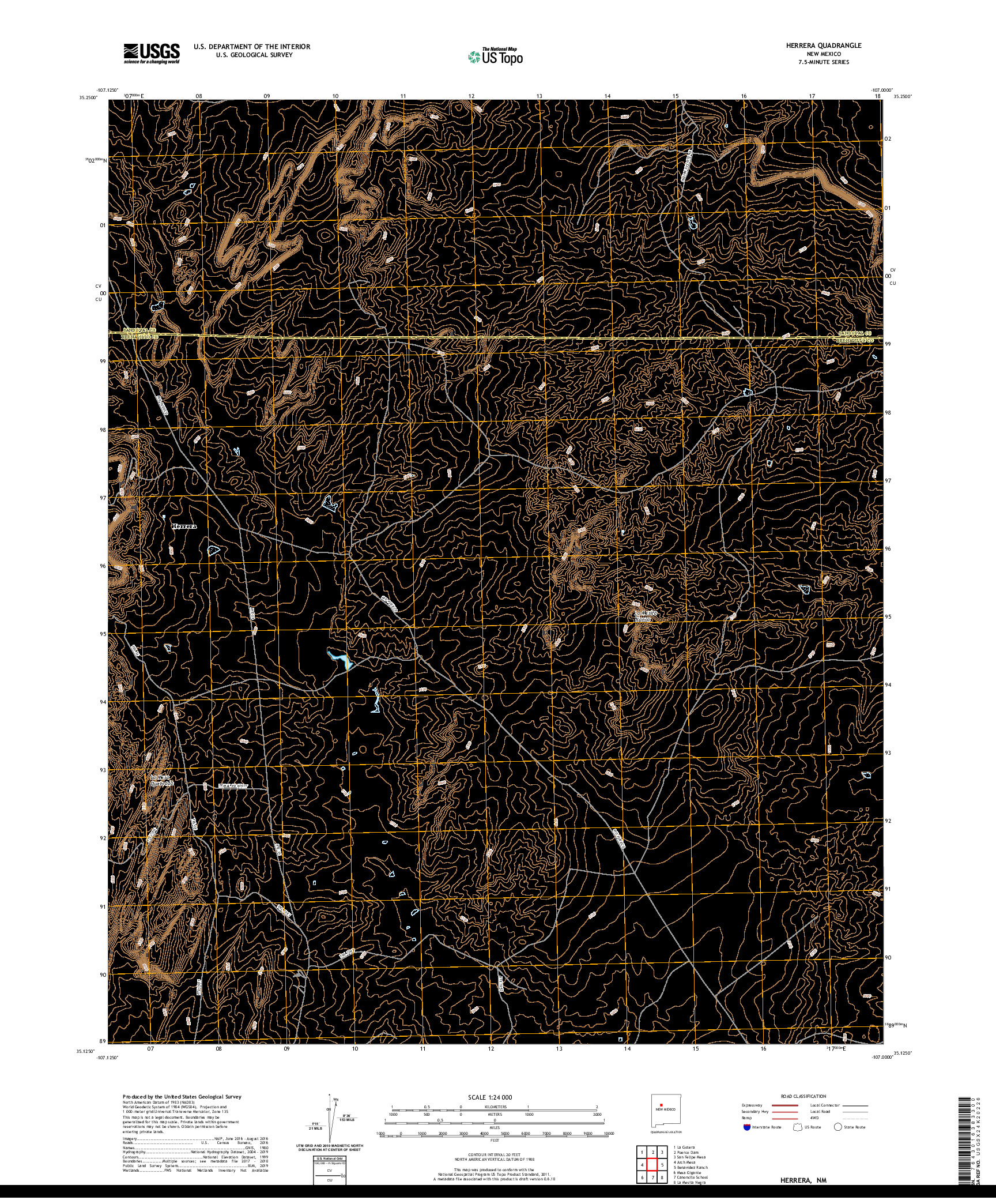 USGS US TOPO 7.5-MINUTE MAP FOR HERRERA, NM 2020