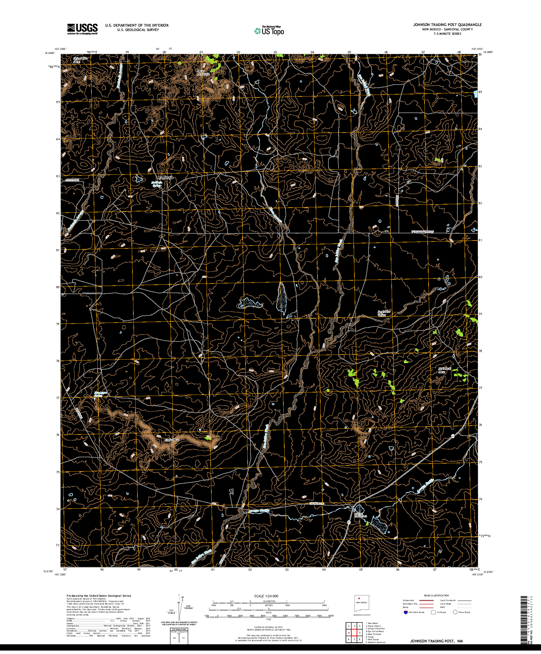 USGS US TOPO 7.5-MINUTE MAP FOR JOHNSON TRADING POST, NM 2020