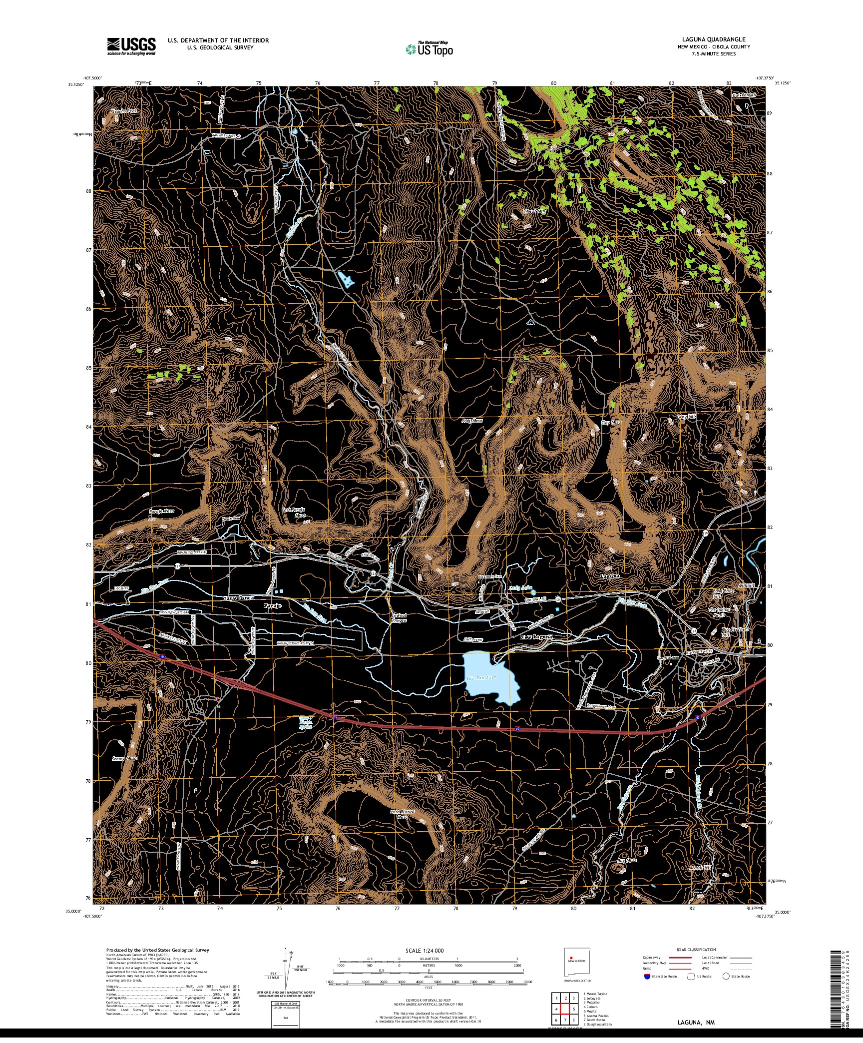 USGS US TOPO 7.5-MINUTE MAP FOR LAGUNA, NM 2020