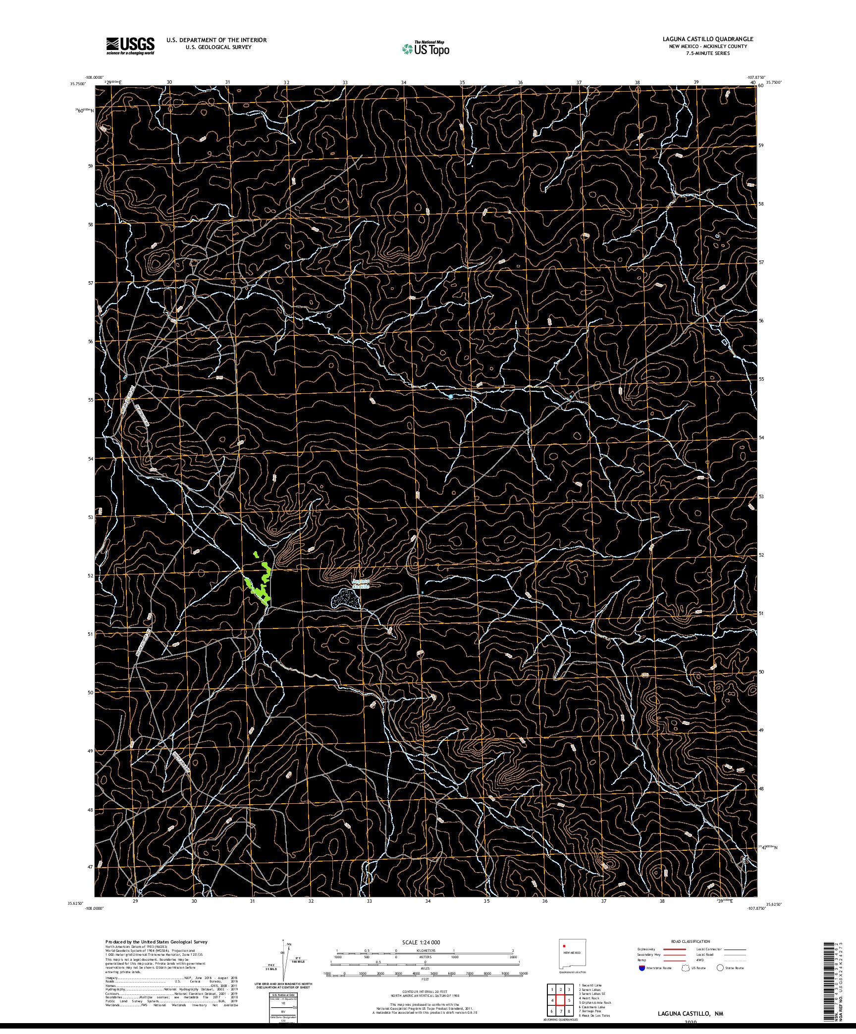 USGS US TOPO 7.5-MINUTE MAP FOR LAGUNA CASTILLO, NM 2020