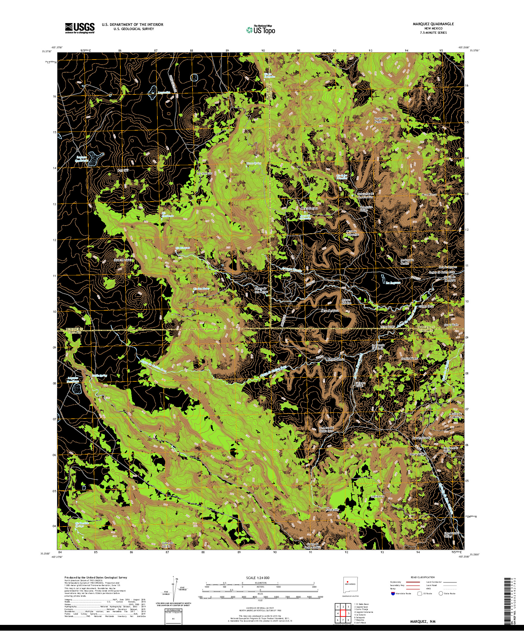 USGS US TOPO 7.5-MINUTE MAP FOR MARQUEZ, NM 2020