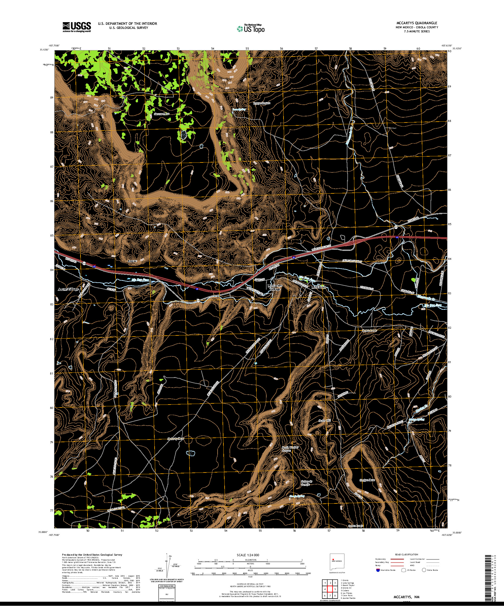 USGS US TOPO 7.5-MINUTE MAP FOR MCCARTYS, NM 2020