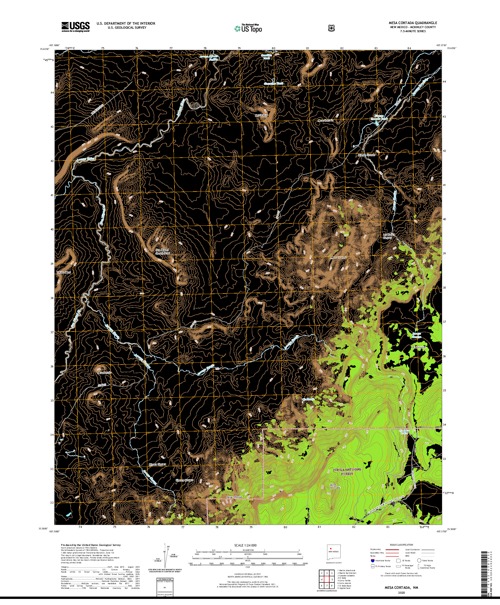 USGS US TOPO 7.5-MINUTE MAP FOR MESA CORTADA, NM 2020