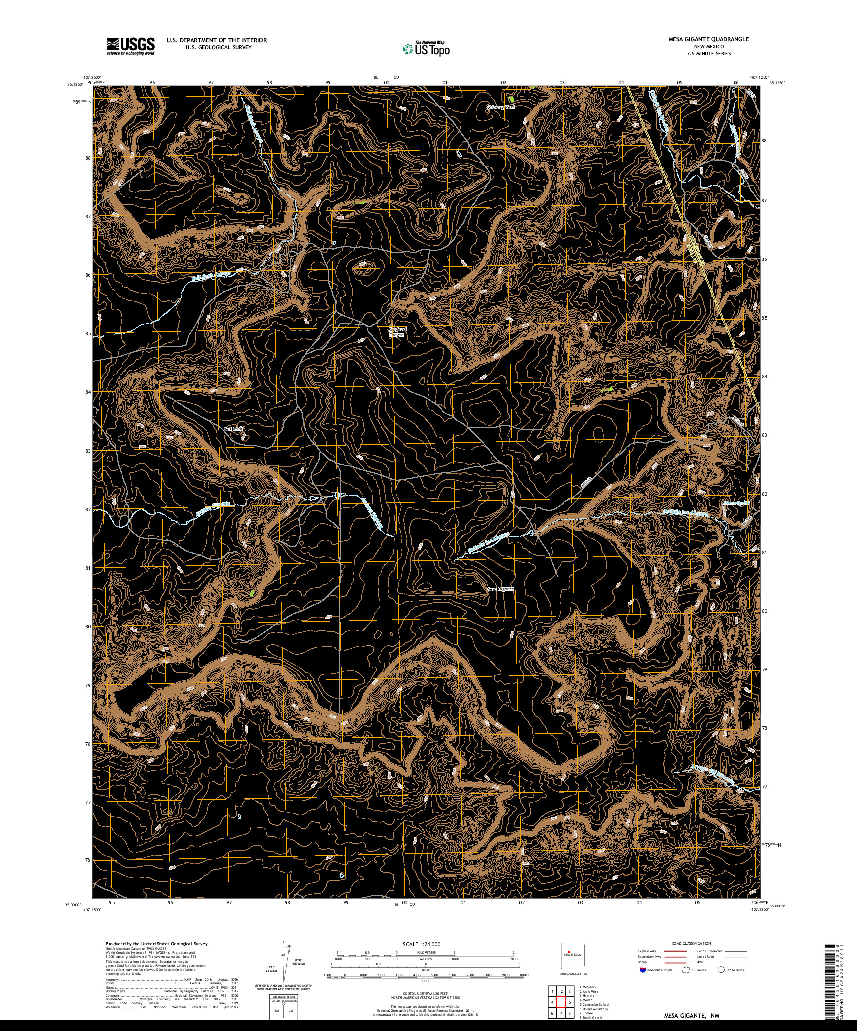 USGS US TOPO 7.5-MINUTE MAP FOR MESA GIGANTE, NM 2020