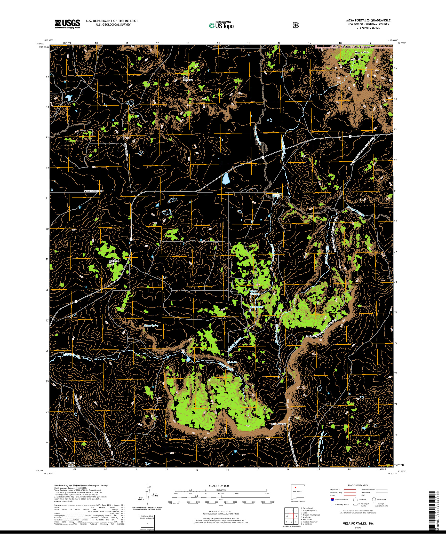 USGS US TOPO 7.5-MINUTE MAP FOR MESA PORTALES, NM 2020