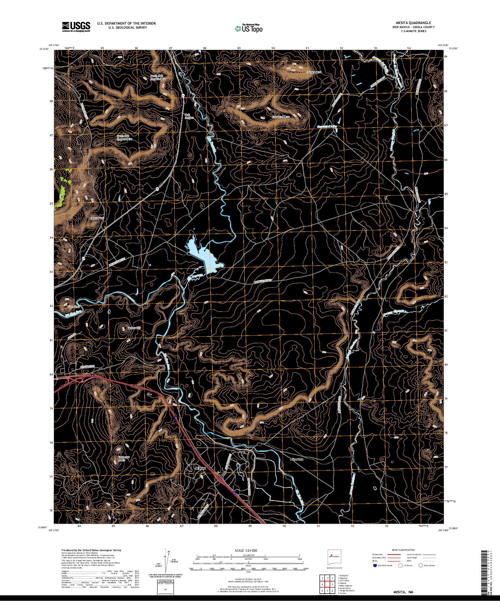 USGS US TOPO 7.5-MINUTE MAP FOR MESITA, NM 2020