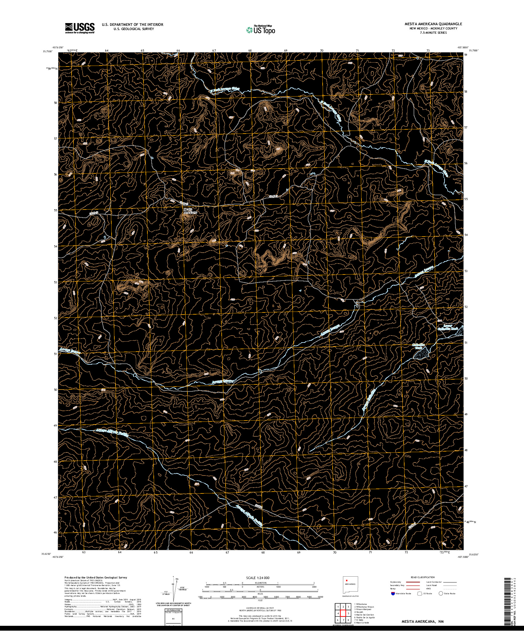 USGS US TOPO 7.5-MINUTE MAP FOR MESITA AMERICANA, NM 2020