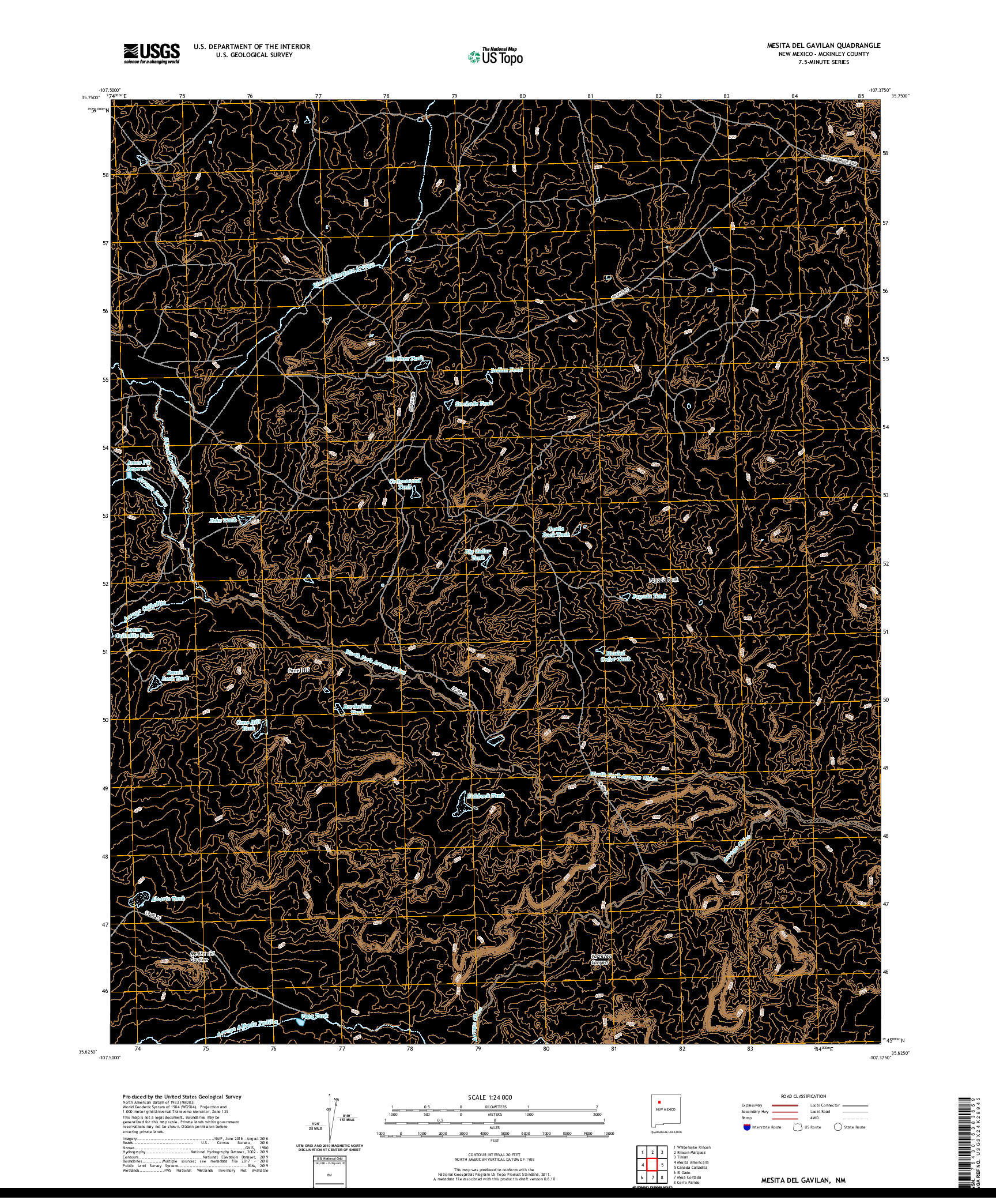 USGS US TOPO 7.5-MINUTE MAP FOR MESITA DEL GAVILAN, NM 2020