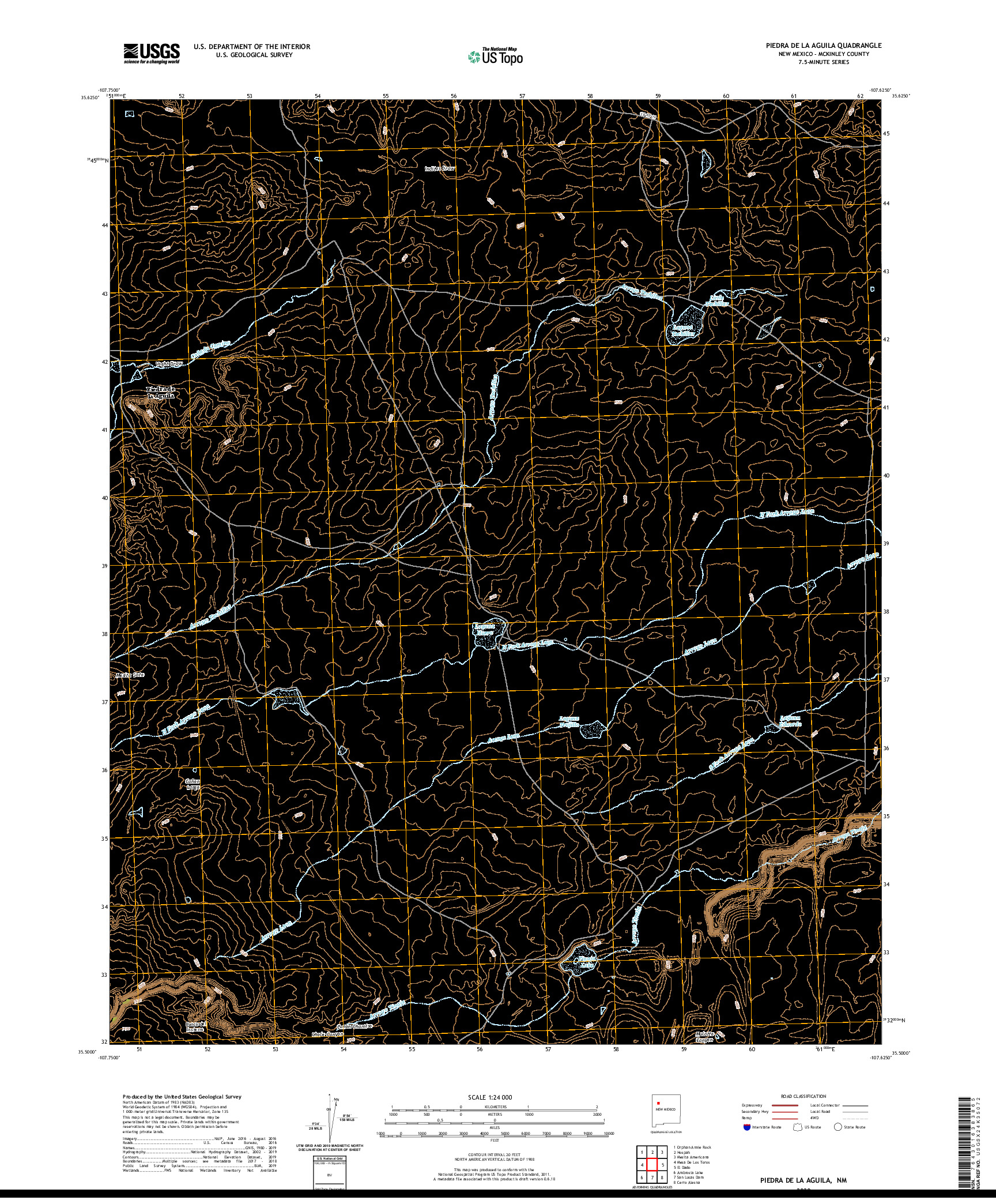 USGS US TOPO 7.5-MINUTE MAP FOR PIEDRA DE LA AGUILA, NM 2020