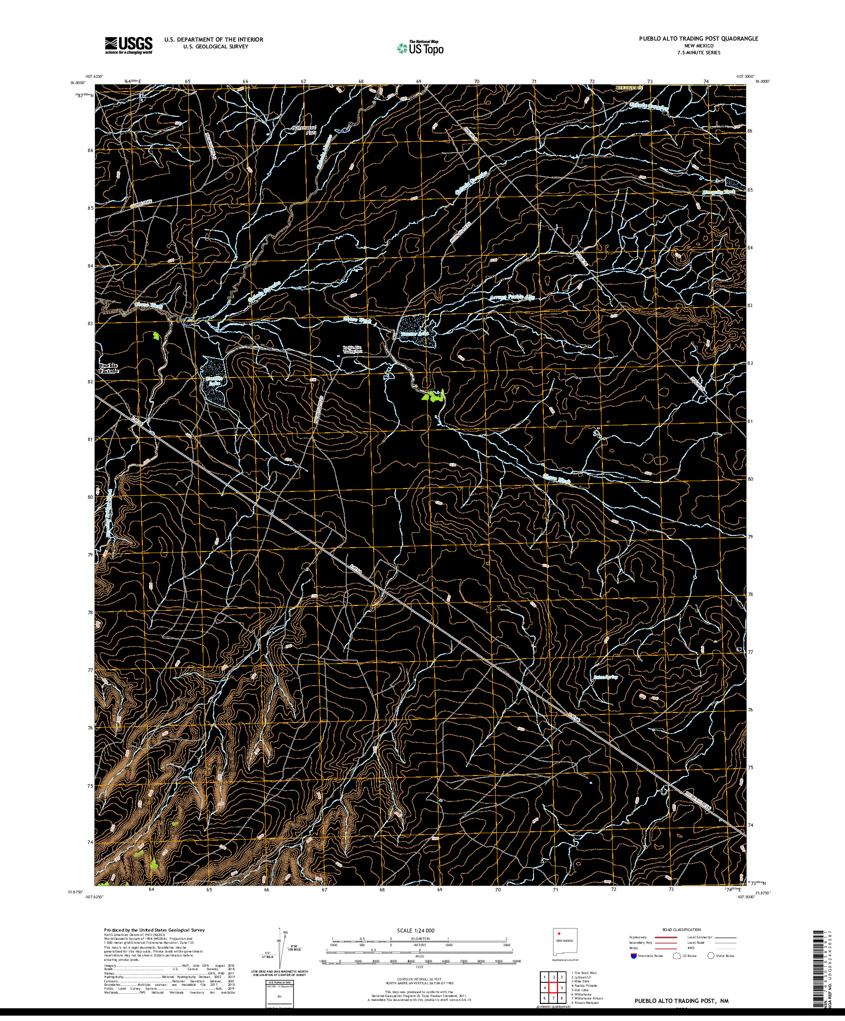 USGS US TOPO 7.5-MINUTE MAP FOR PUEBLO ALTO TRADING POST, NM 2020