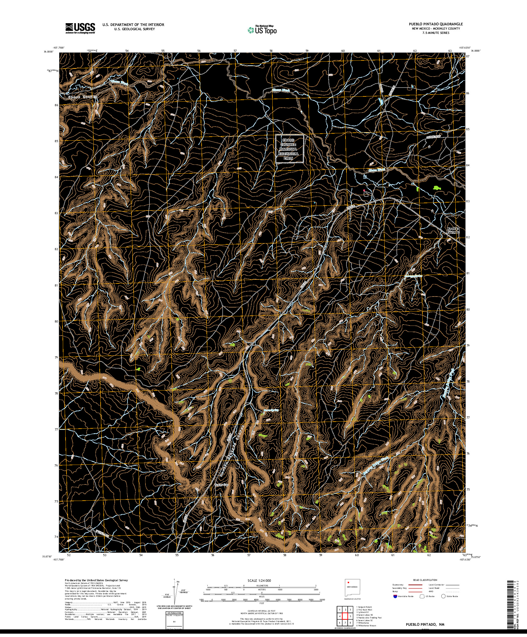 USGS US TOPO 7.5-MINUTE MAP FOR PUEBLO PINTADO, NM 2020