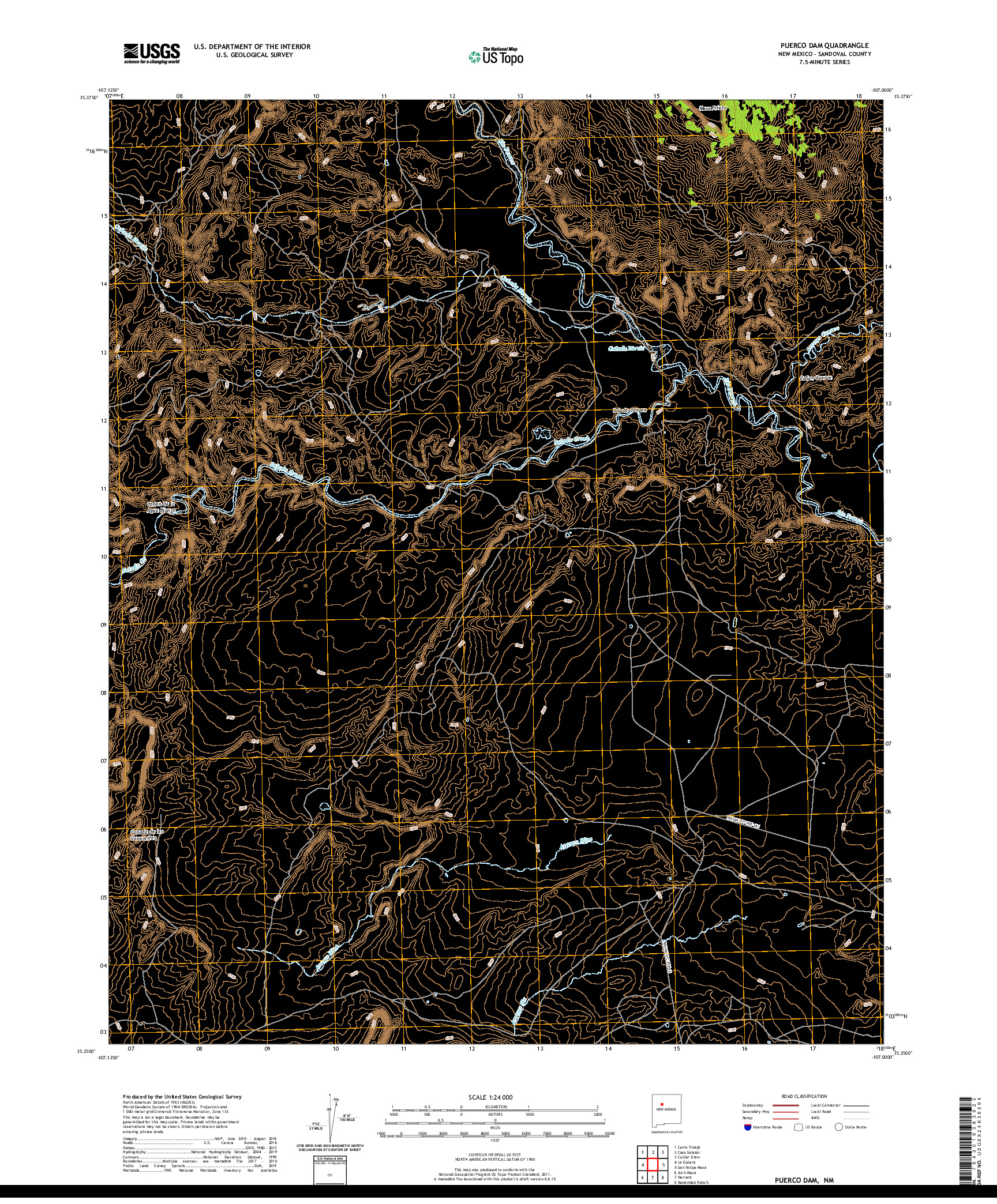 USGS US TOPO 7.5-MINUTE MAP FOR PUERCO DAM, NM 2020