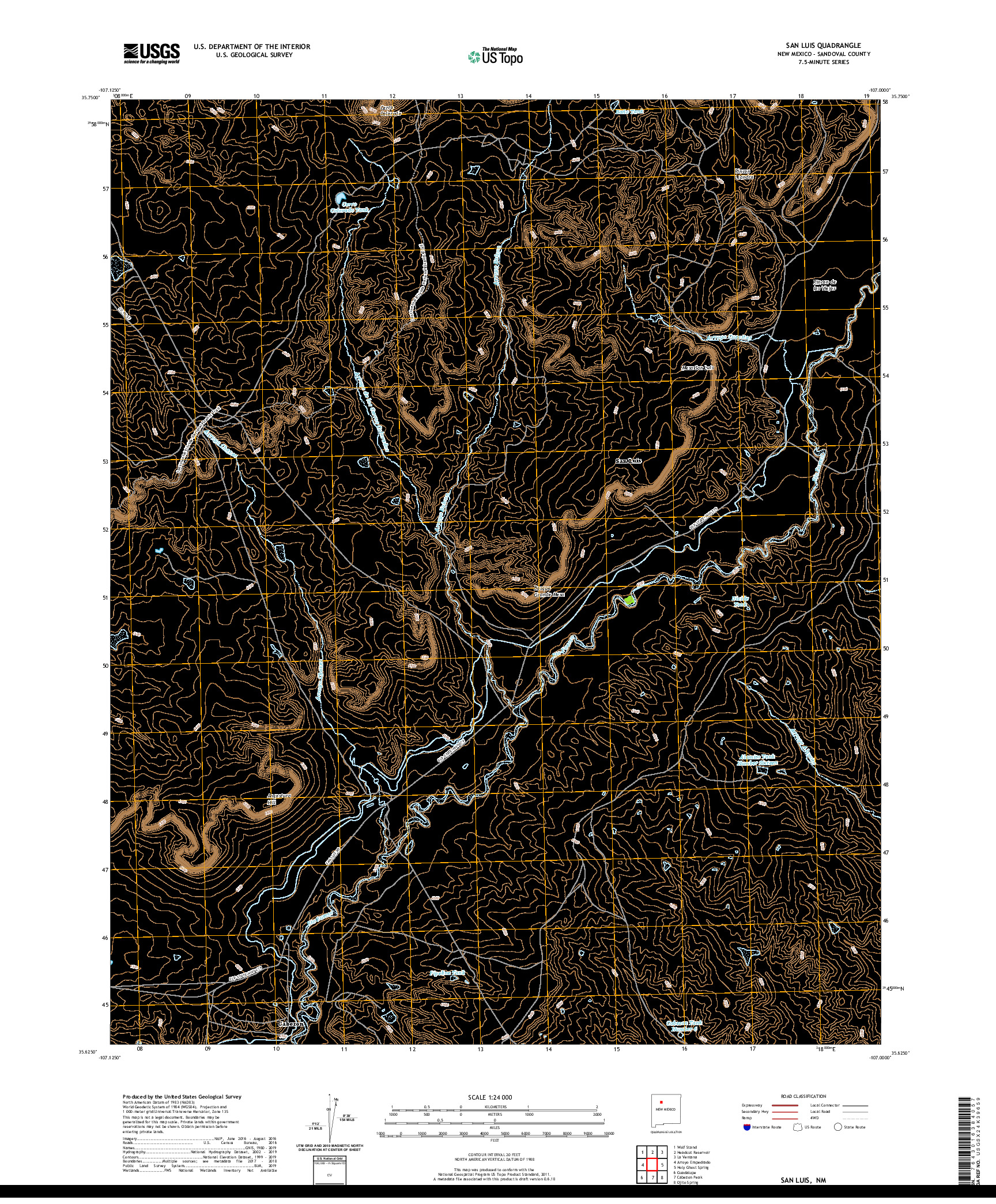 USGS US TOPO 7.5-MINUTE MAP FOR SAN LUIS, NM 2020
