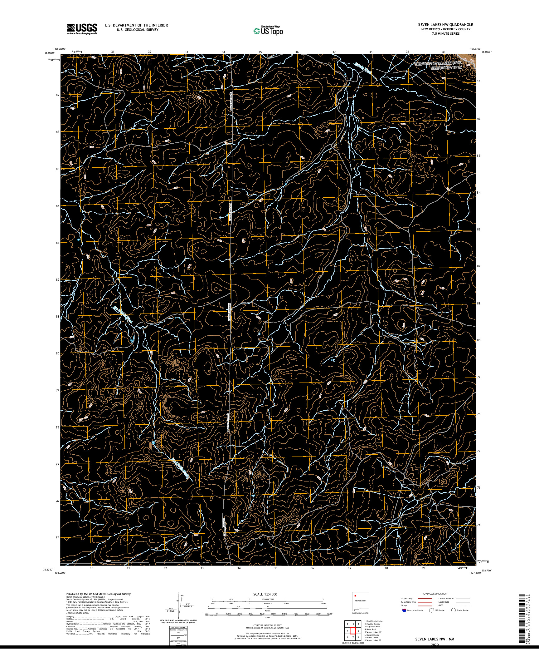 USGS US TOPO 7.5-MINUTE MAP FOR SEVEN LAKES NW, NM 2020