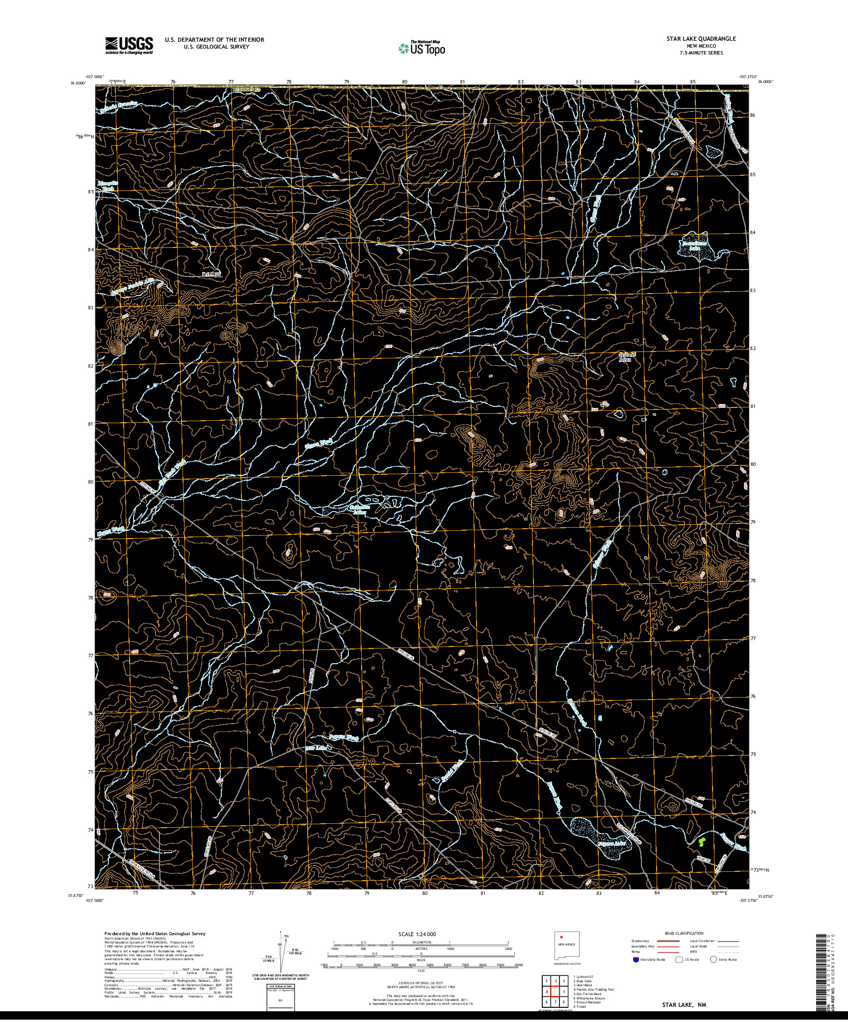 USGS US TOPO 7.5-MINUTE MAP FOR STAR LAKE, NM 2020