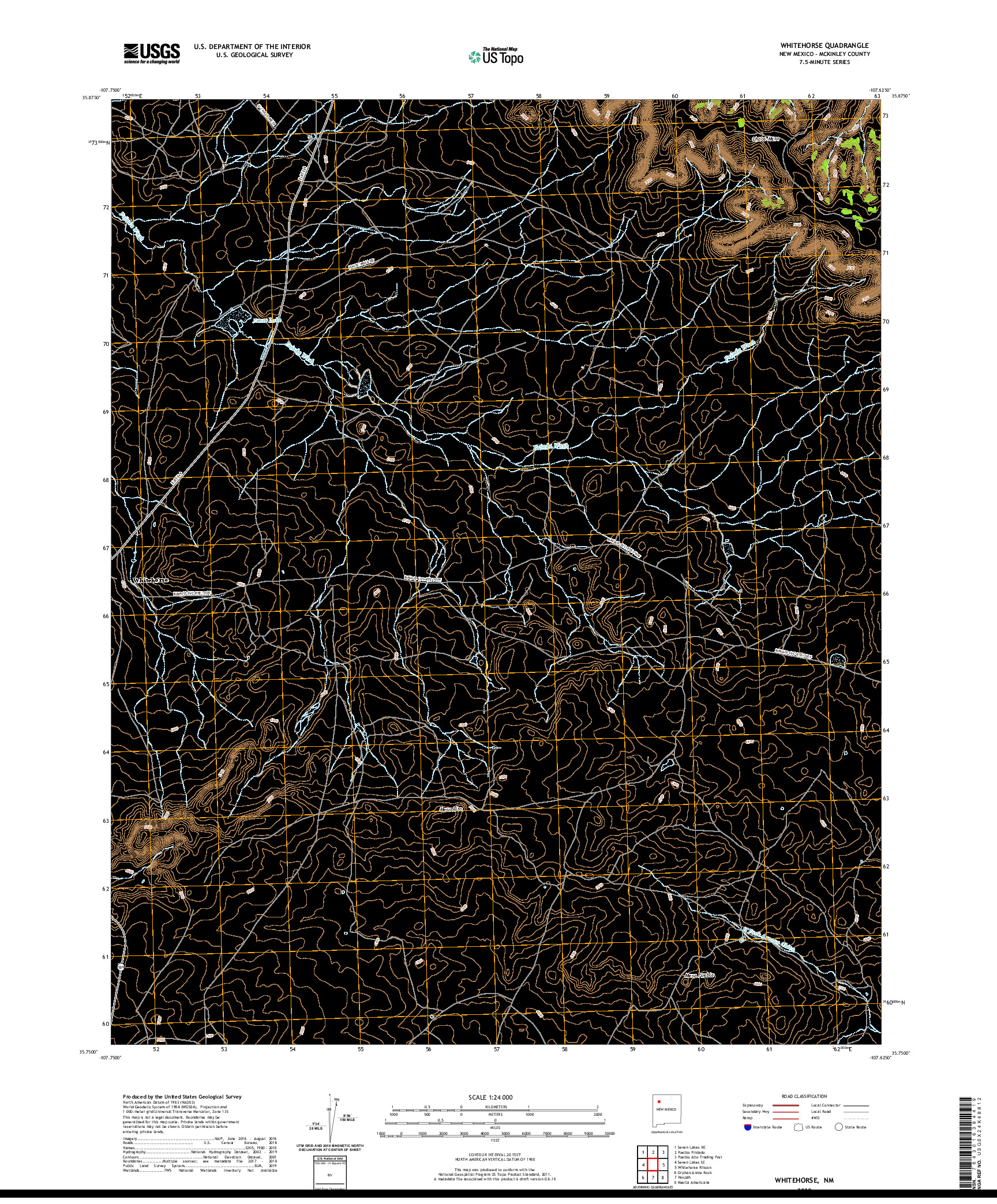 USGS US TOPO 7.5-MINUTE MAP FOR WHITEHORSE, NM 2020