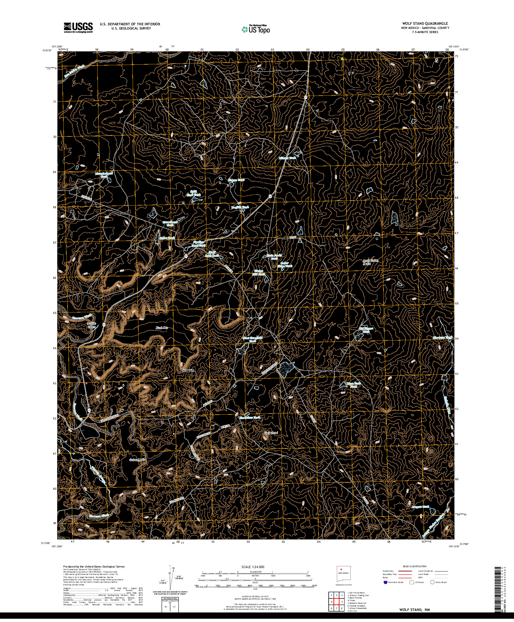 USGS US TOPO 7.5-MINUTE MAP FOR WOLF STAND, NM 2020