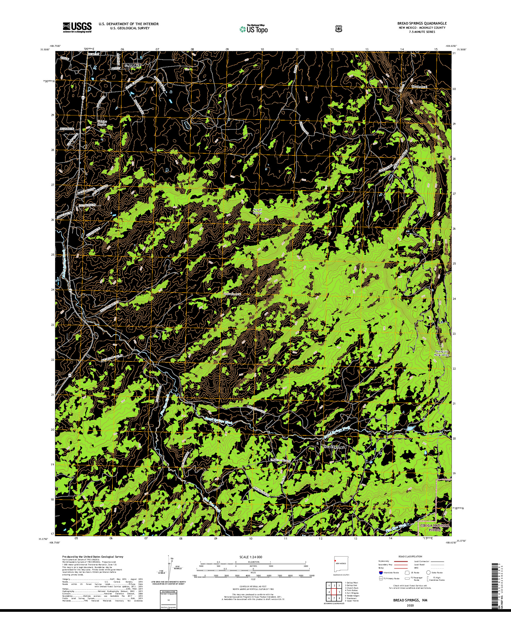 USGS US TOPO 7.5-MINUTE MAP FOR BREAD SPRINGS, NM 2020