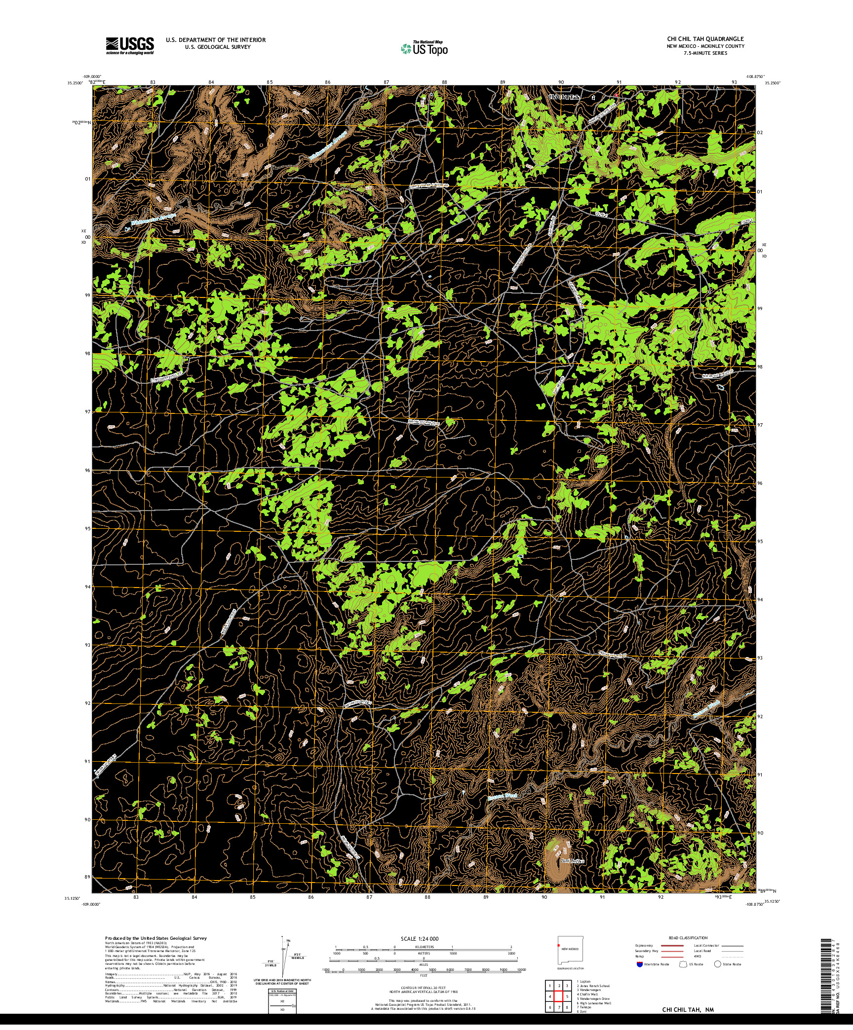 USGS US TOPO 7.5-MINUTE MAP FOR CHI CHIL TAH, NM 2020