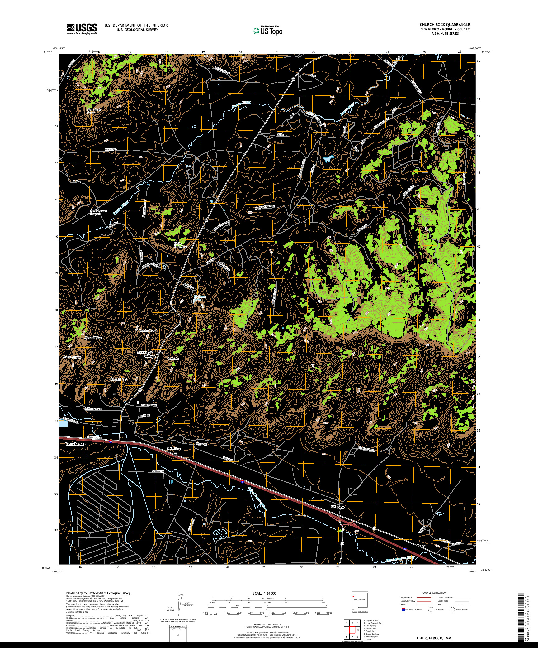 USGS US TOPO 7.5-MINUTE MAP FOR CHURCH ROCK, NM 2020