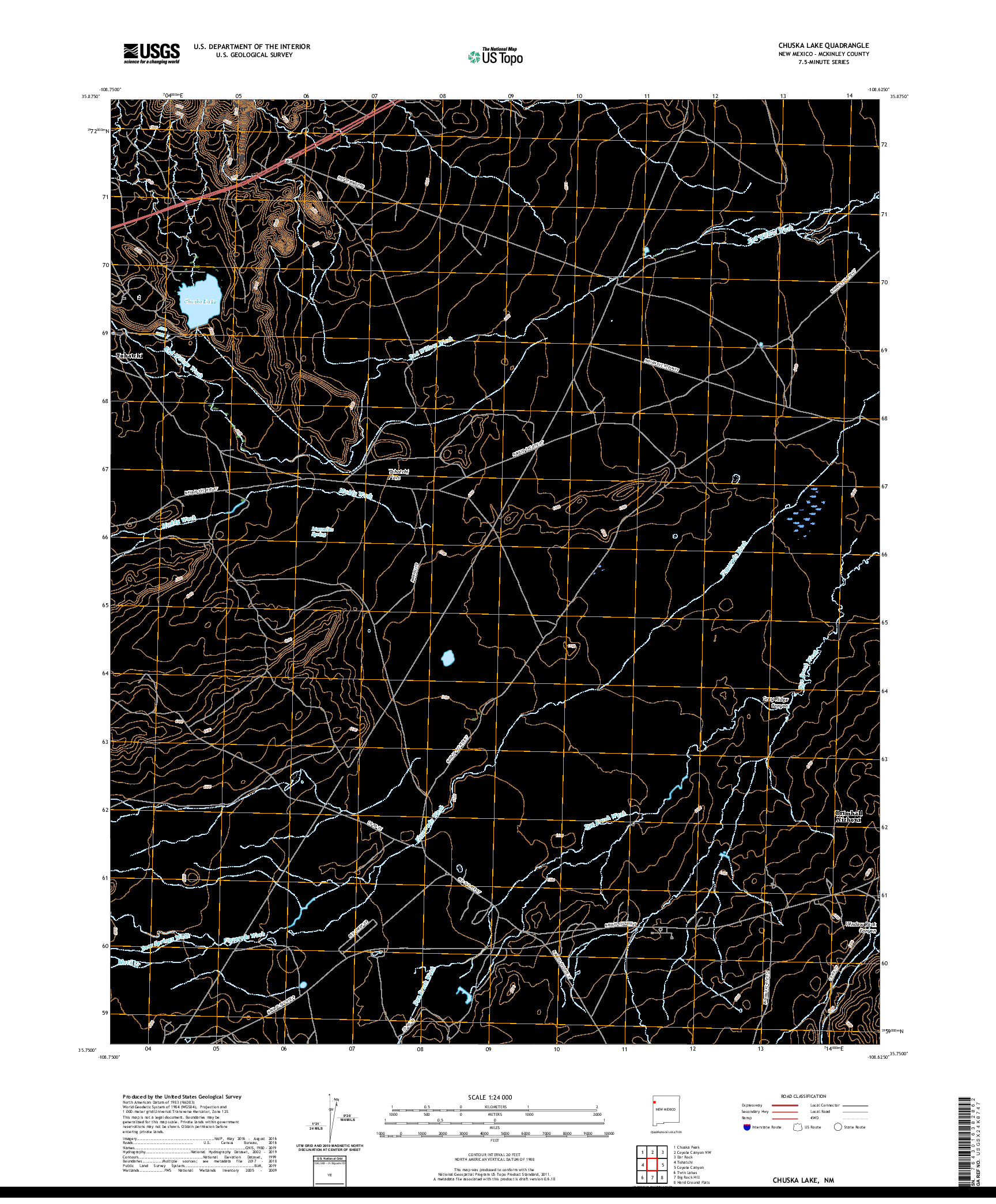 USGS US TOPO 7.5-MINUTE MAP FOR CHUSKA LAKE, NM 2020