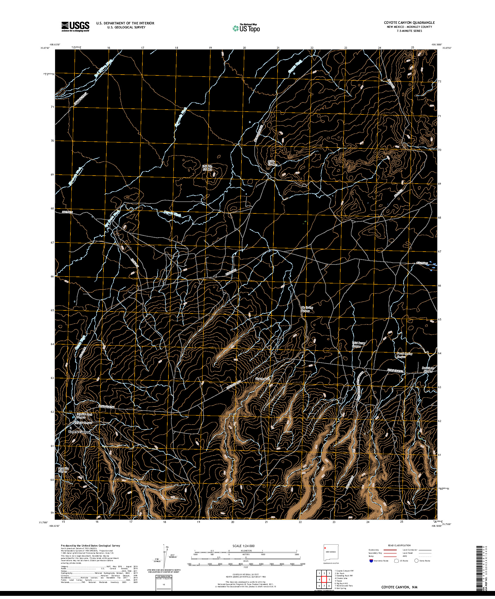 USGS US TOPO 7.5-MINUTE MAP FOR COYOTE CANYON, NM 2020