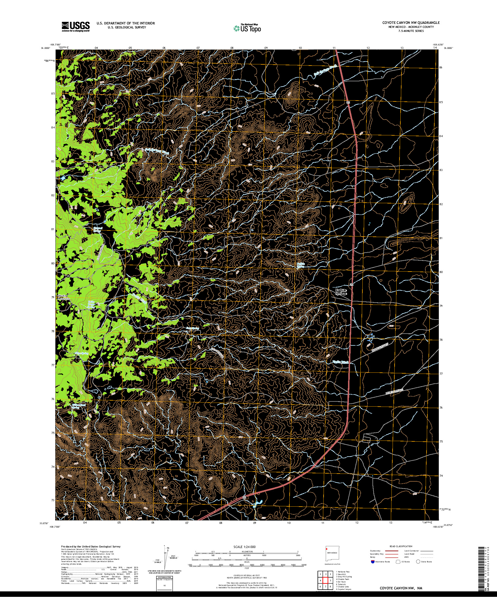 USGS US TOPO 7.5-MINUTE MAP FOR COYOTE CANYON NW, NM 2020