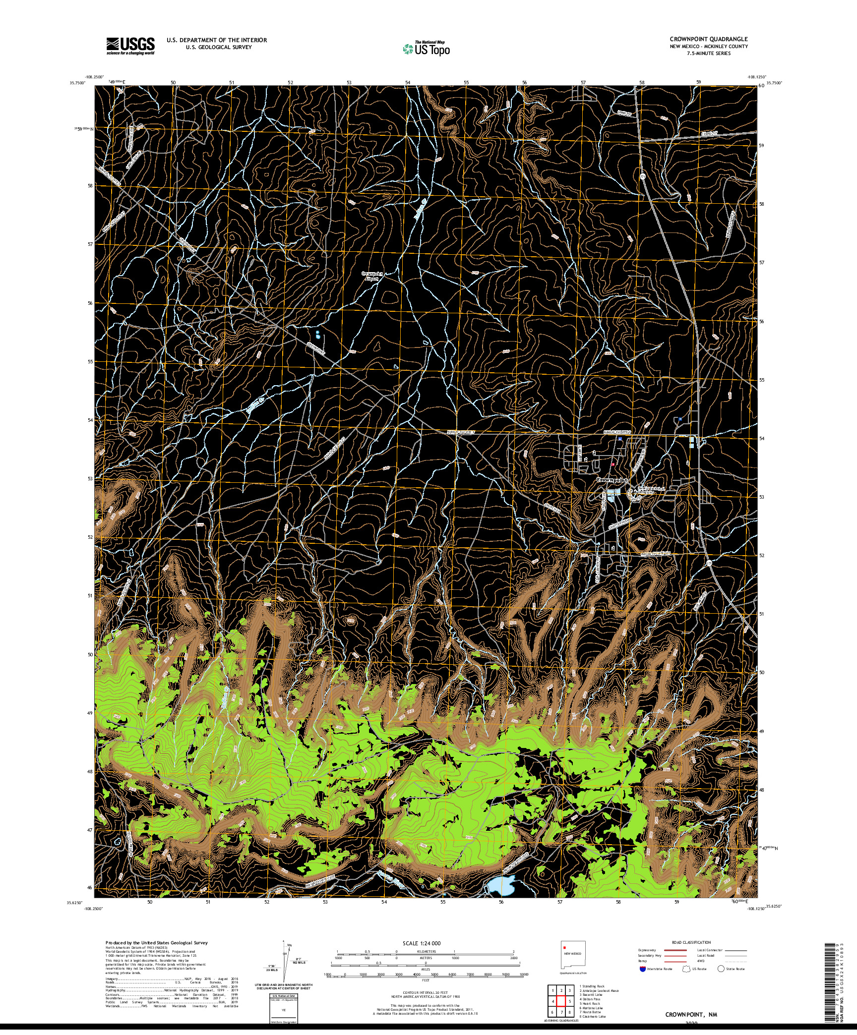 USGS US TOPO 7.5-MINUTE MAP FOR CROWNPOINT, NM 2020