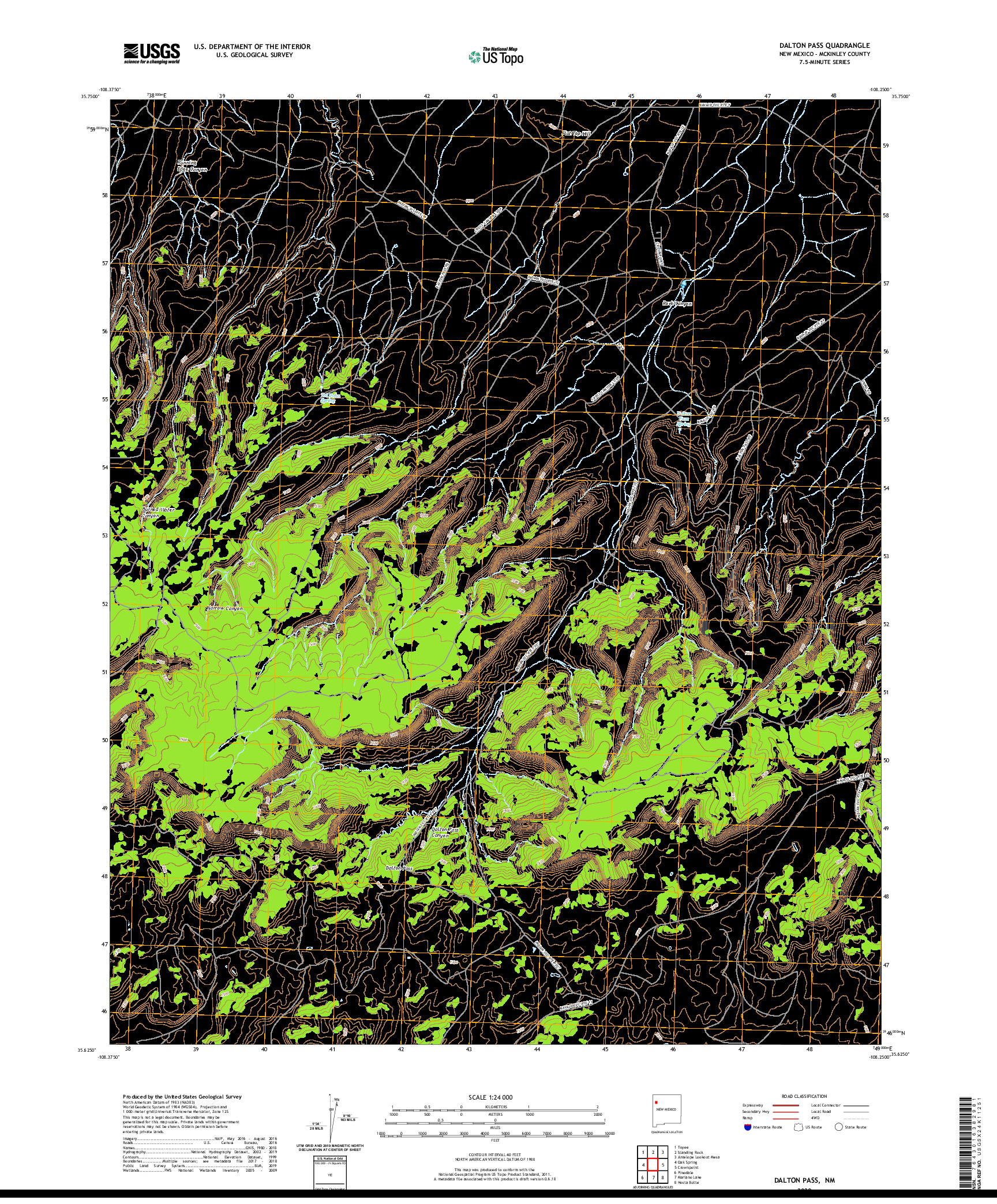 USGS US TOPO 7.5-MINUTE MAP FOR DALTON PASS, NM 2020