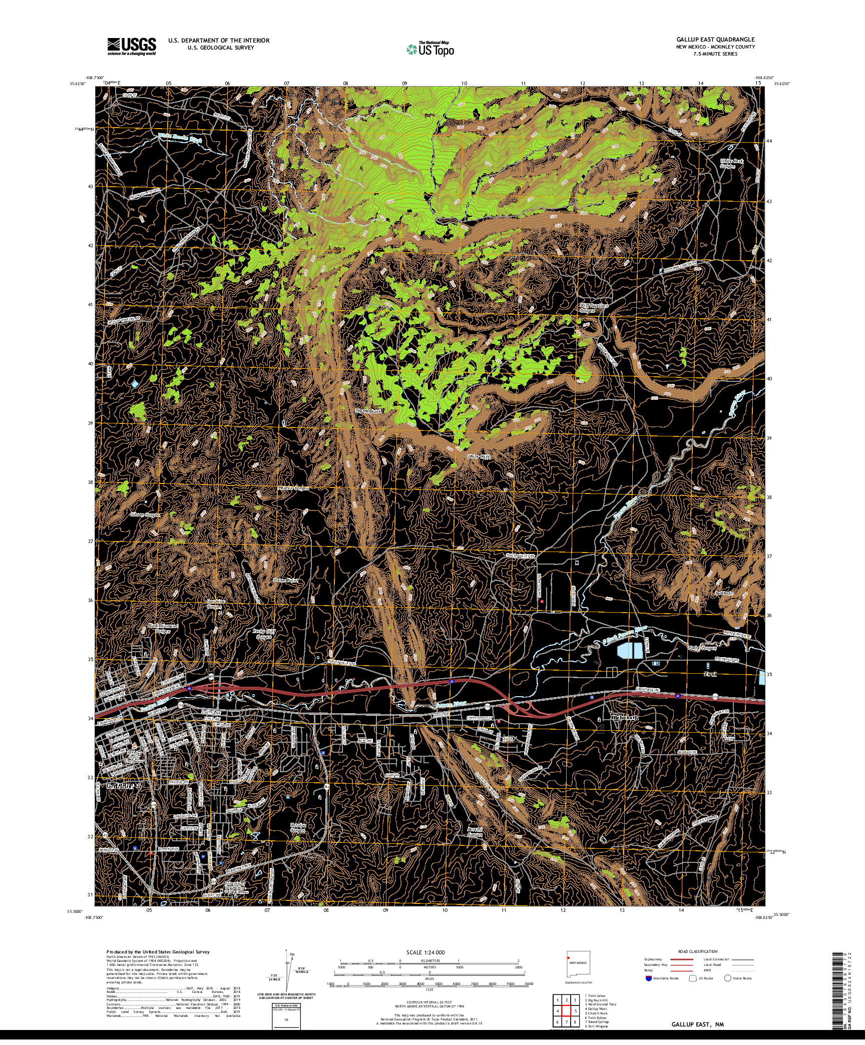 USGS US TOPO 7.5-MINUTE MAP FOR GALLUP EAST, NM 2020