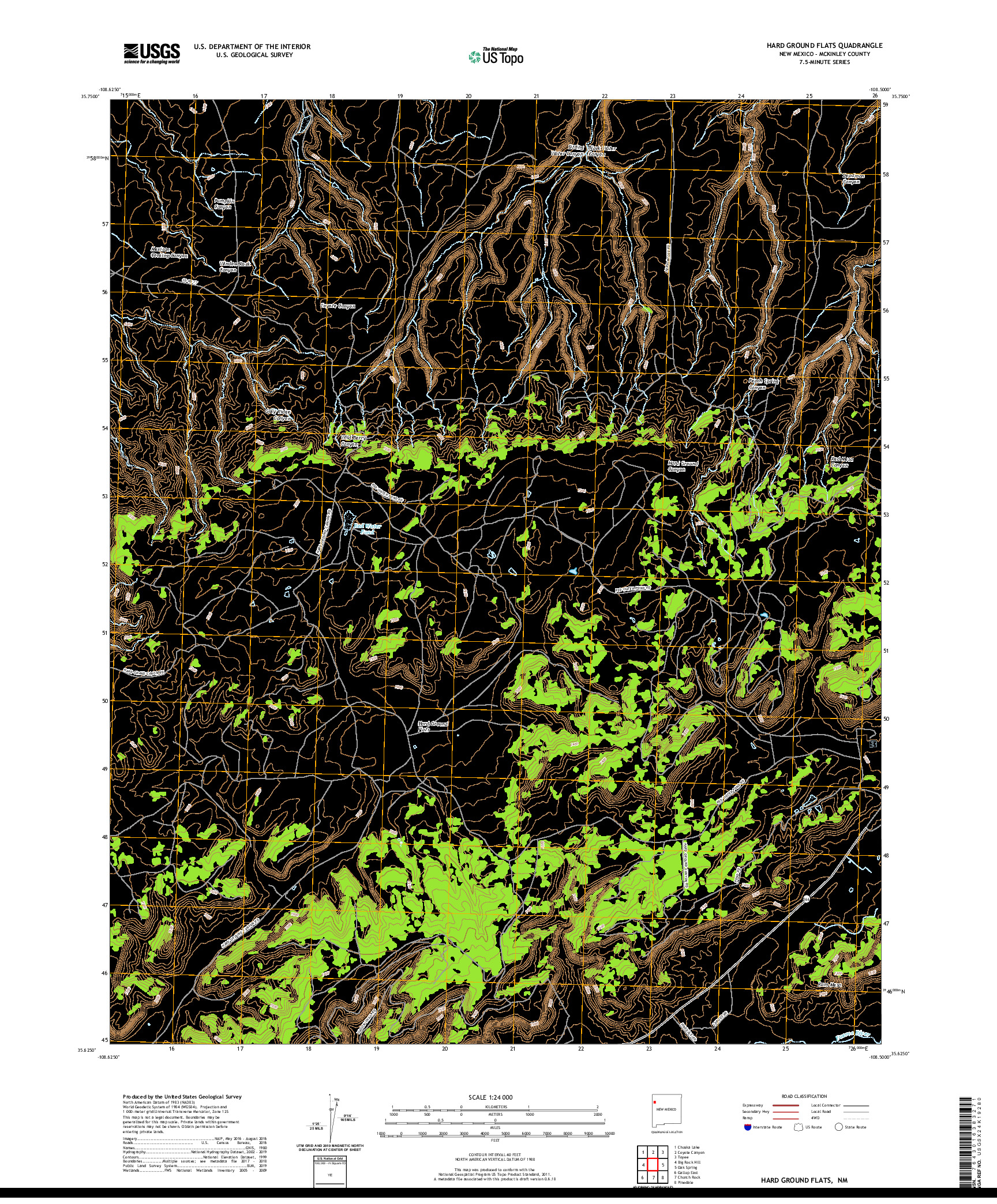 USGS US TOPO 7.5-MINUTE MAP FOR HARD GROUND FLATS, NM 2020