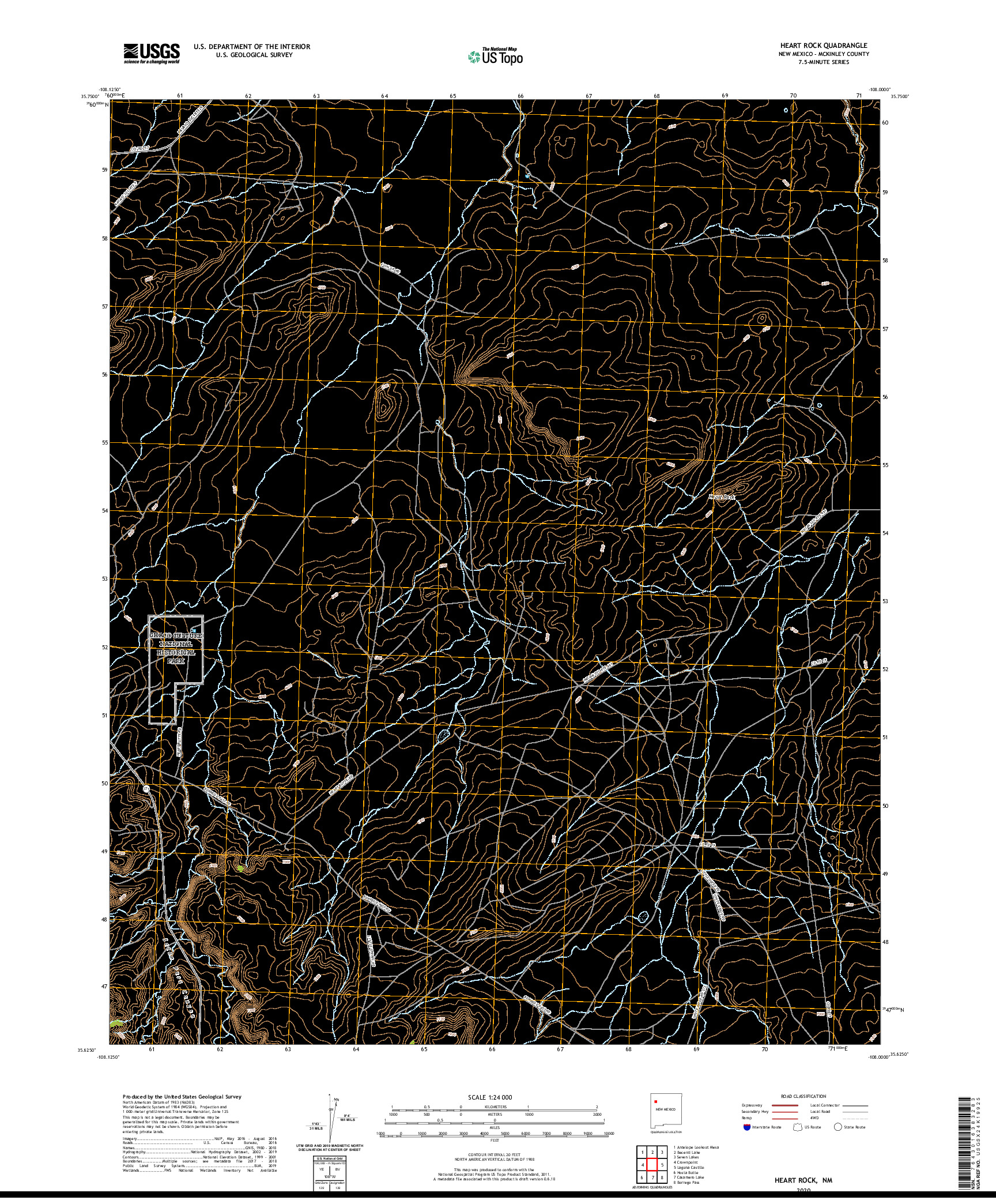 USGS US TOPO 7.5-MINUTE MAP FOR HEART ROCK, NM 2020