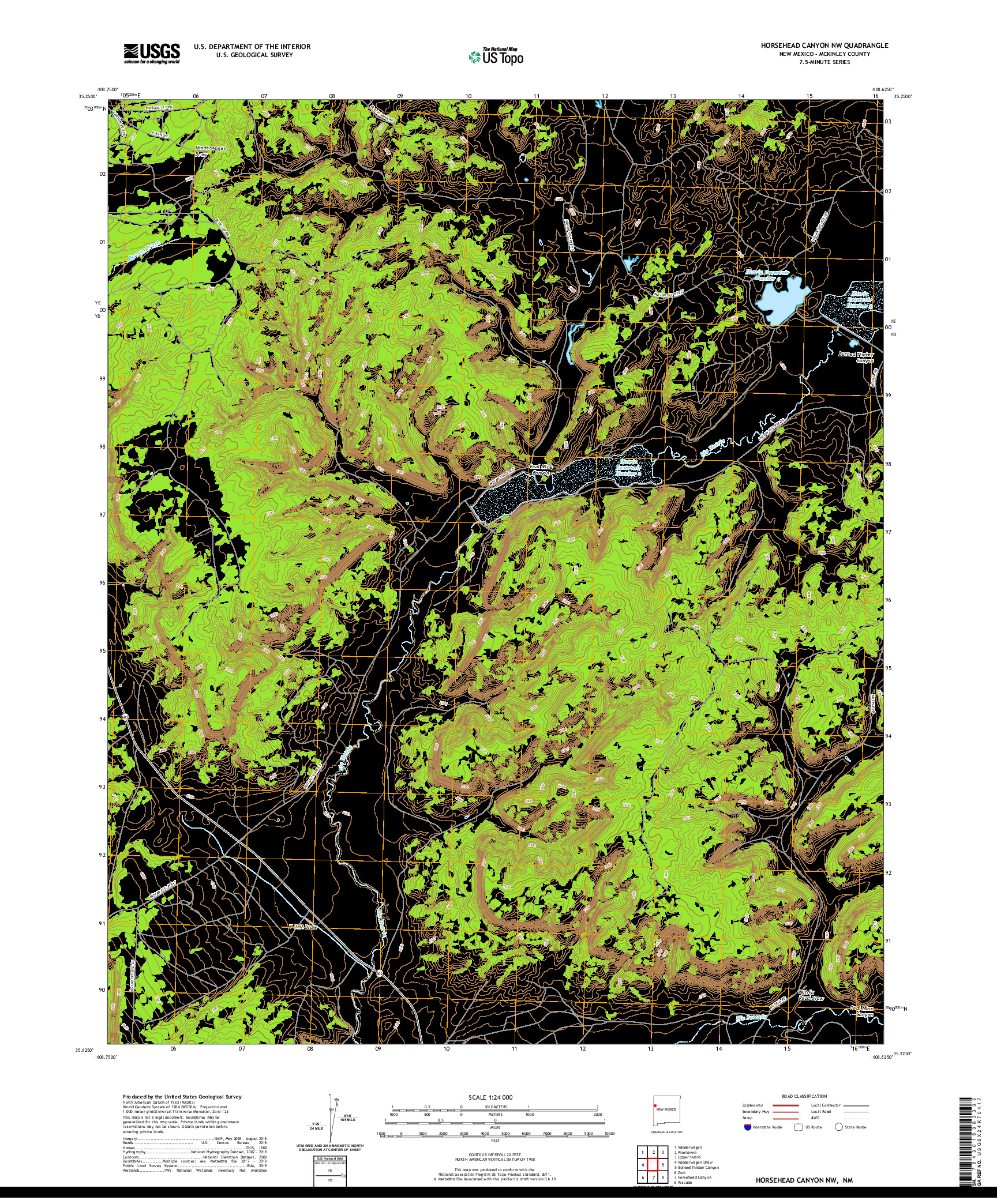 USGS US TOPO 7.5-MINUTE MAP FOR HORSEHEAD CANYON NW, NM 2020