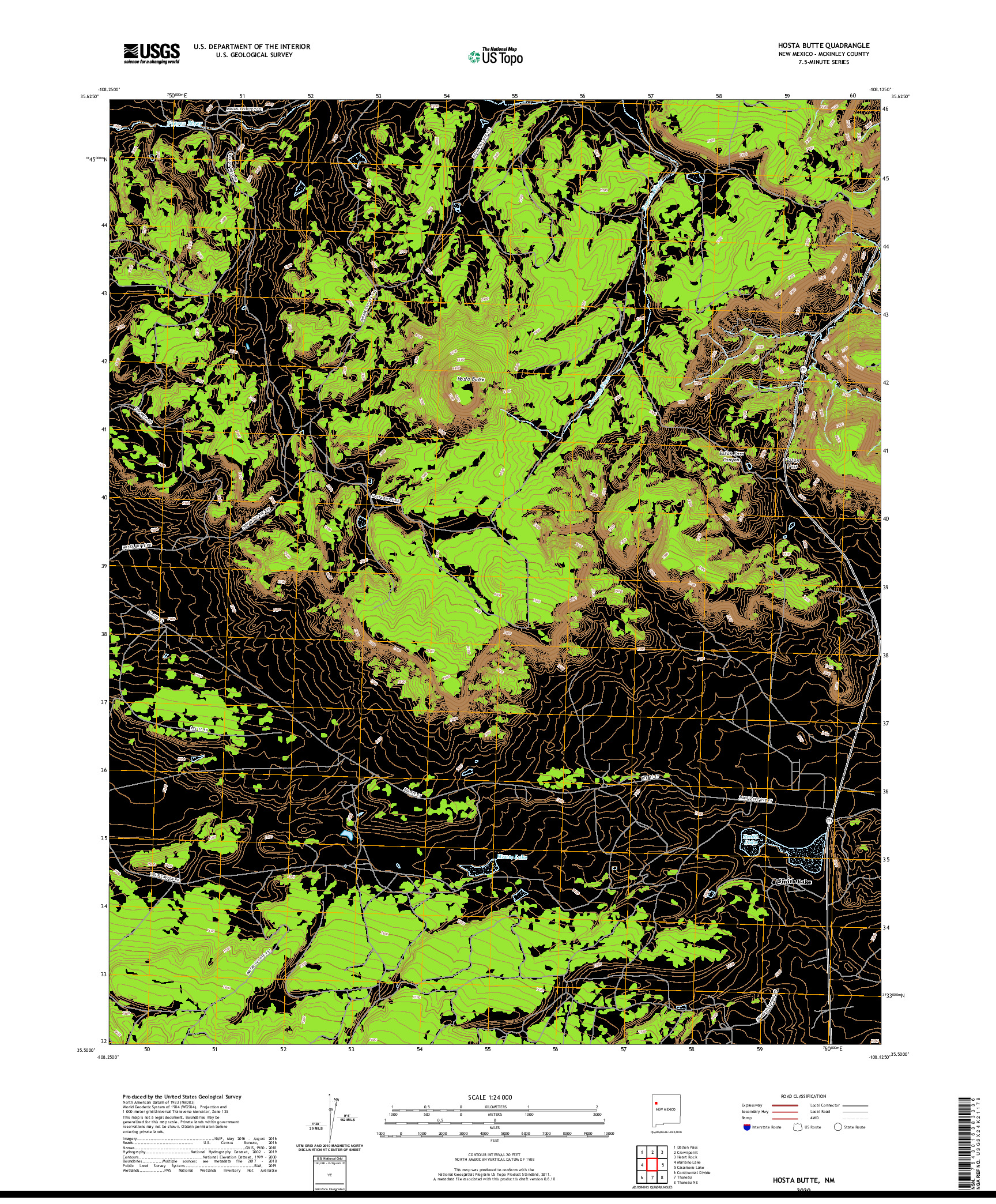 USGS US TOPO 7.5-MINUTE MAP FOR HOSTA BUTTE, NM 2020