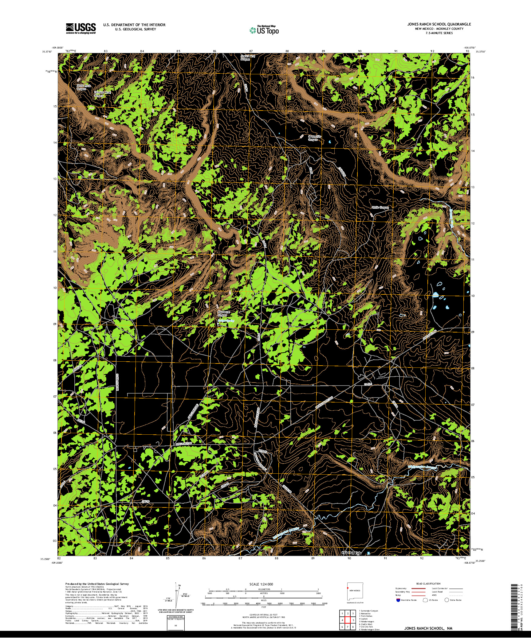 USGS US TOPO 7.5-MINUTE MAP FOR JONES RANCH SCHOOL, NM 2020