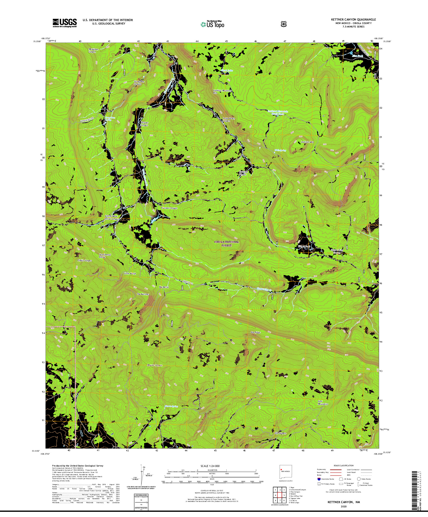 USGS US TOPO 7.5-MINUTE MAP FOR KETTNER CANYON, NM 2020