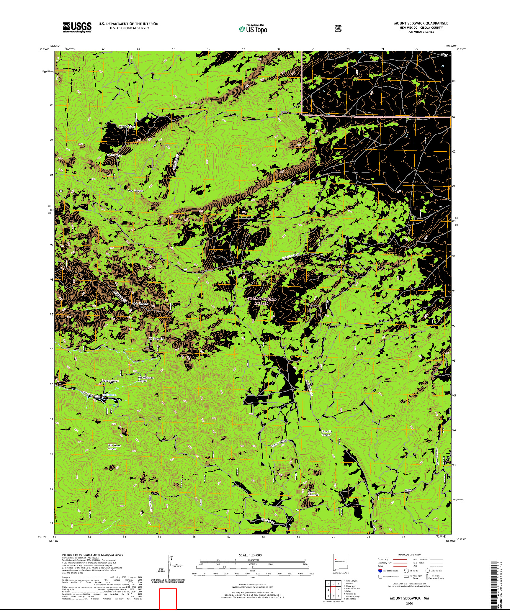 USGS US TOPO 7.5-MINUTE MAP FOR MOUNT SEDGWICK, NM 2020