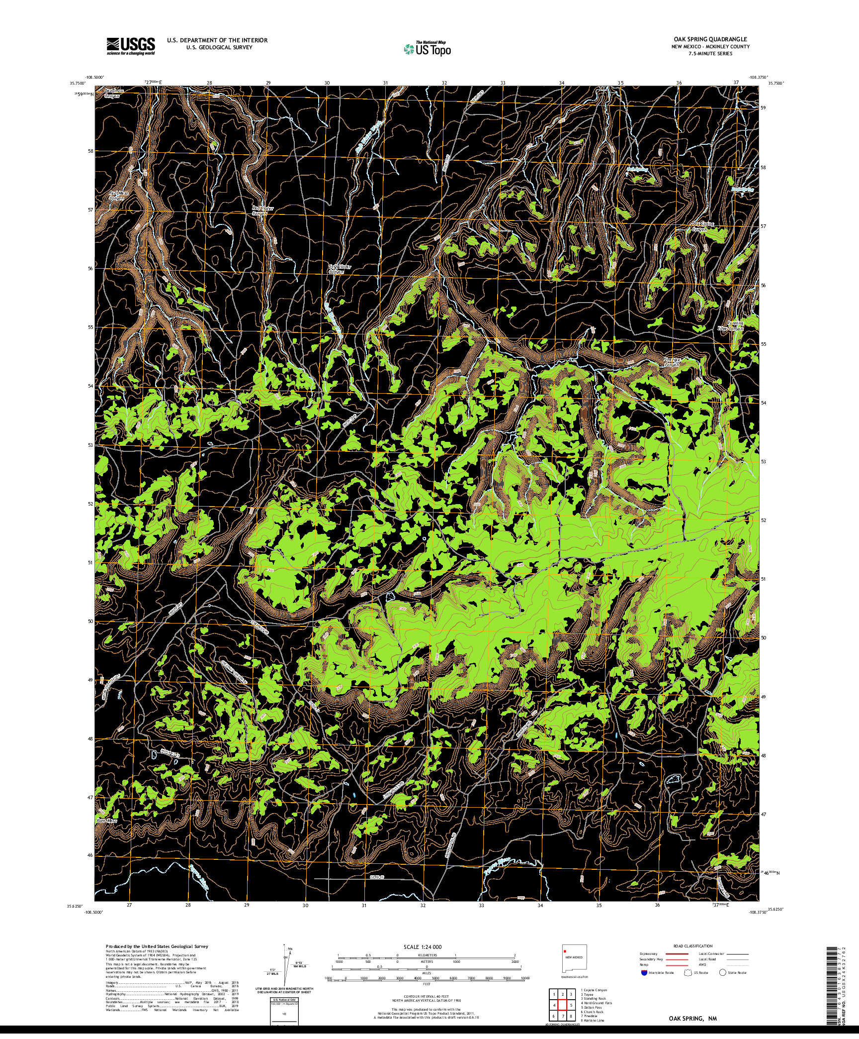 USGS US TOPO 7.5-MINUTE MAP FOR OAK SPRING, NM 2020