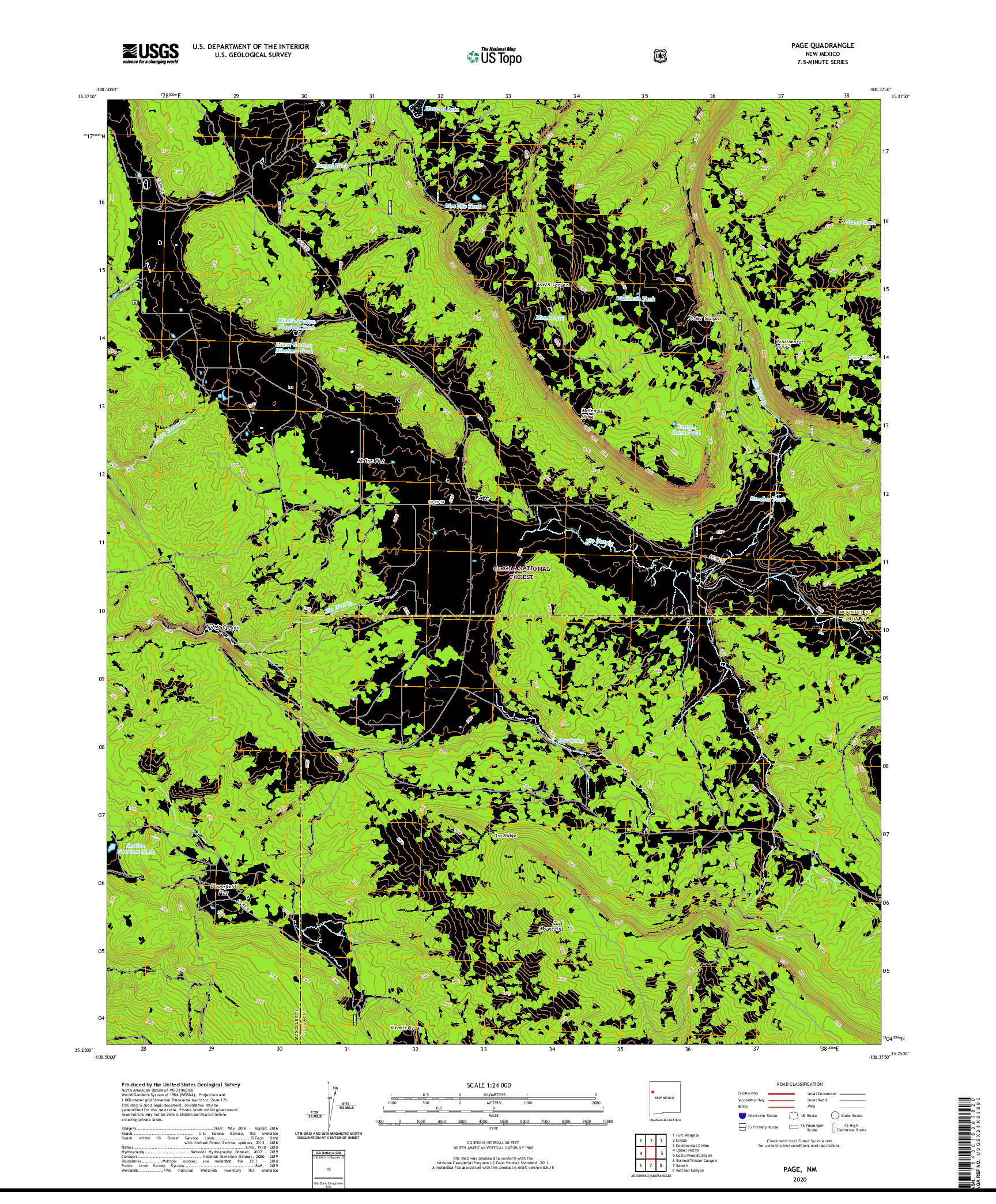 USGS US TOPO 7.5-MINUTE MAP FOR PAGE, NM 2020