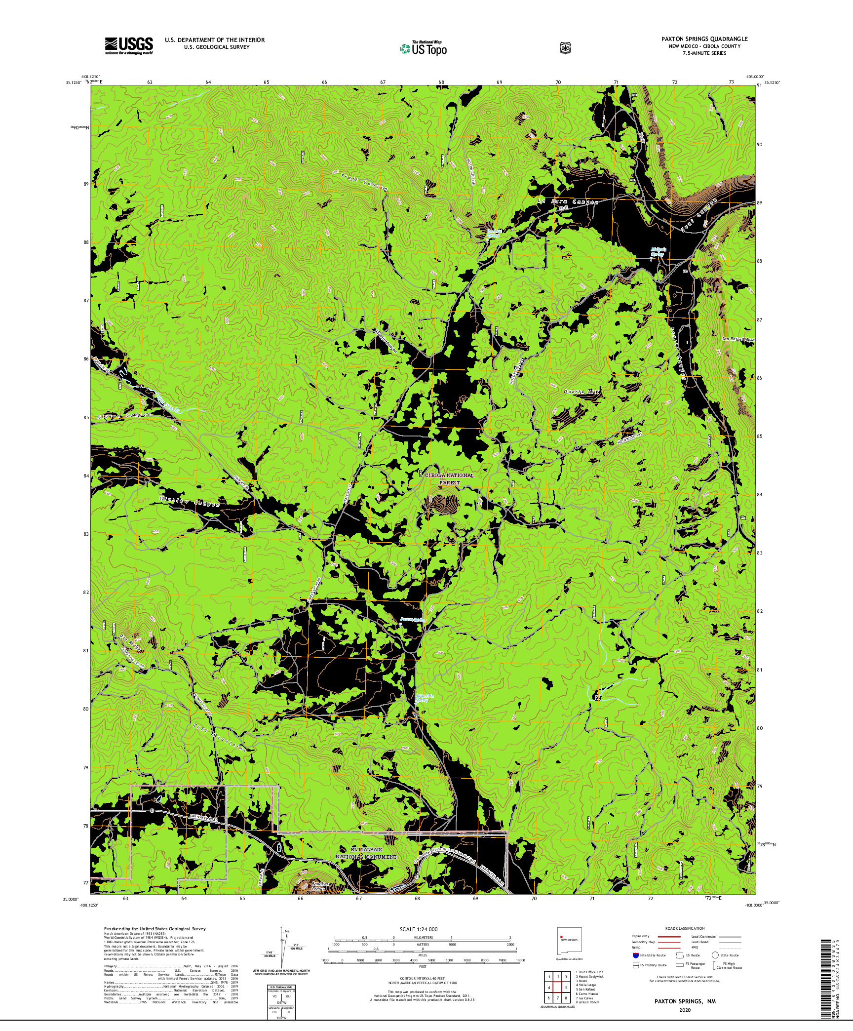 USGS US TOPO 7.5-MINUTE MAP FOR PAXTON SPRINGS, NM 2020