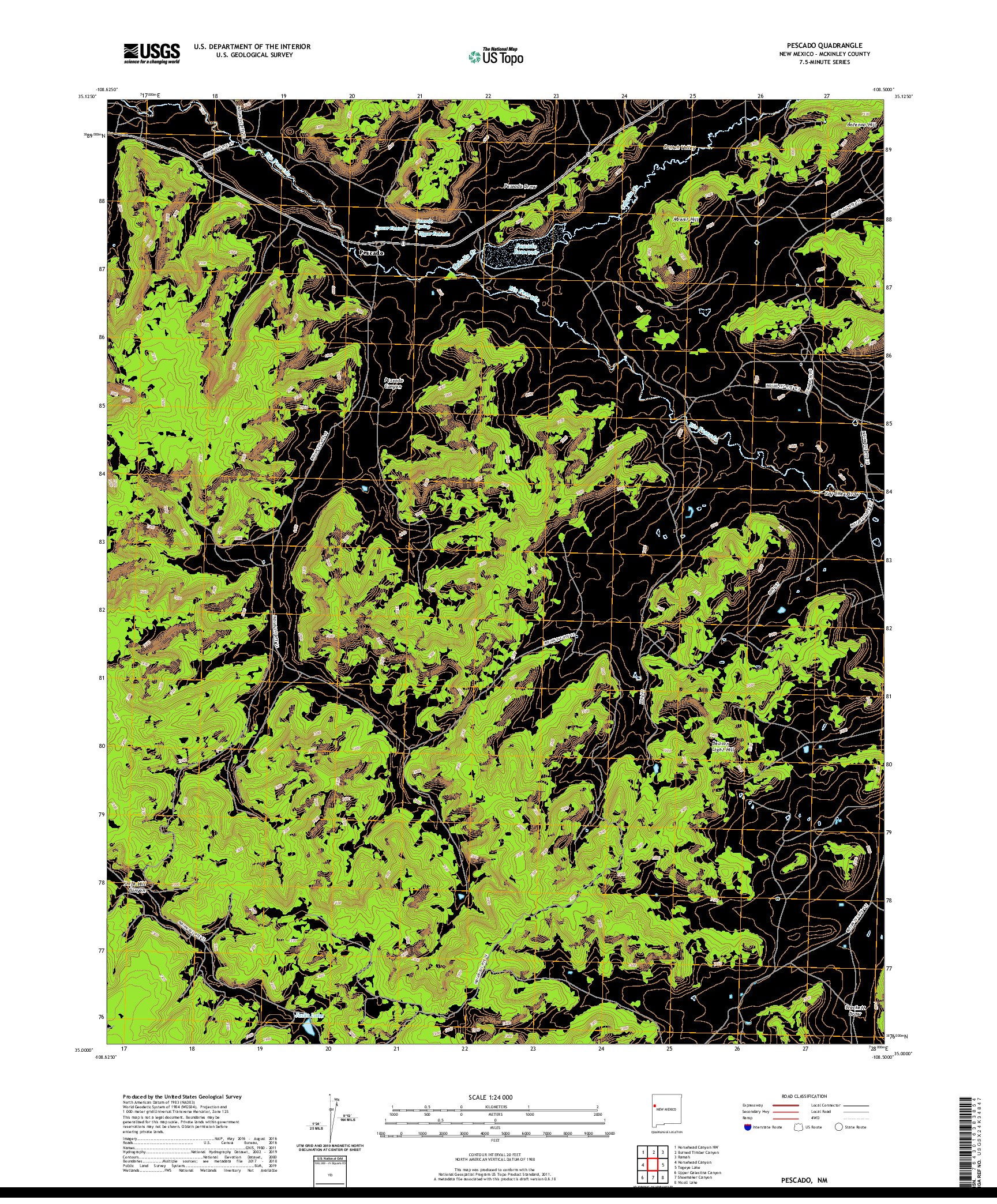 USGS US TOPO 7.5-MINUTE MAP FOR PESCADO, NM 2020
