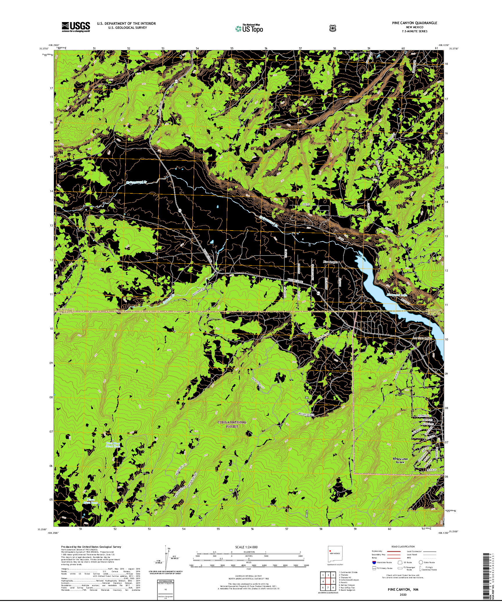 USGS US TOPO 7.5-MINUTE MAP FOR PINE CANYON, NM 2020